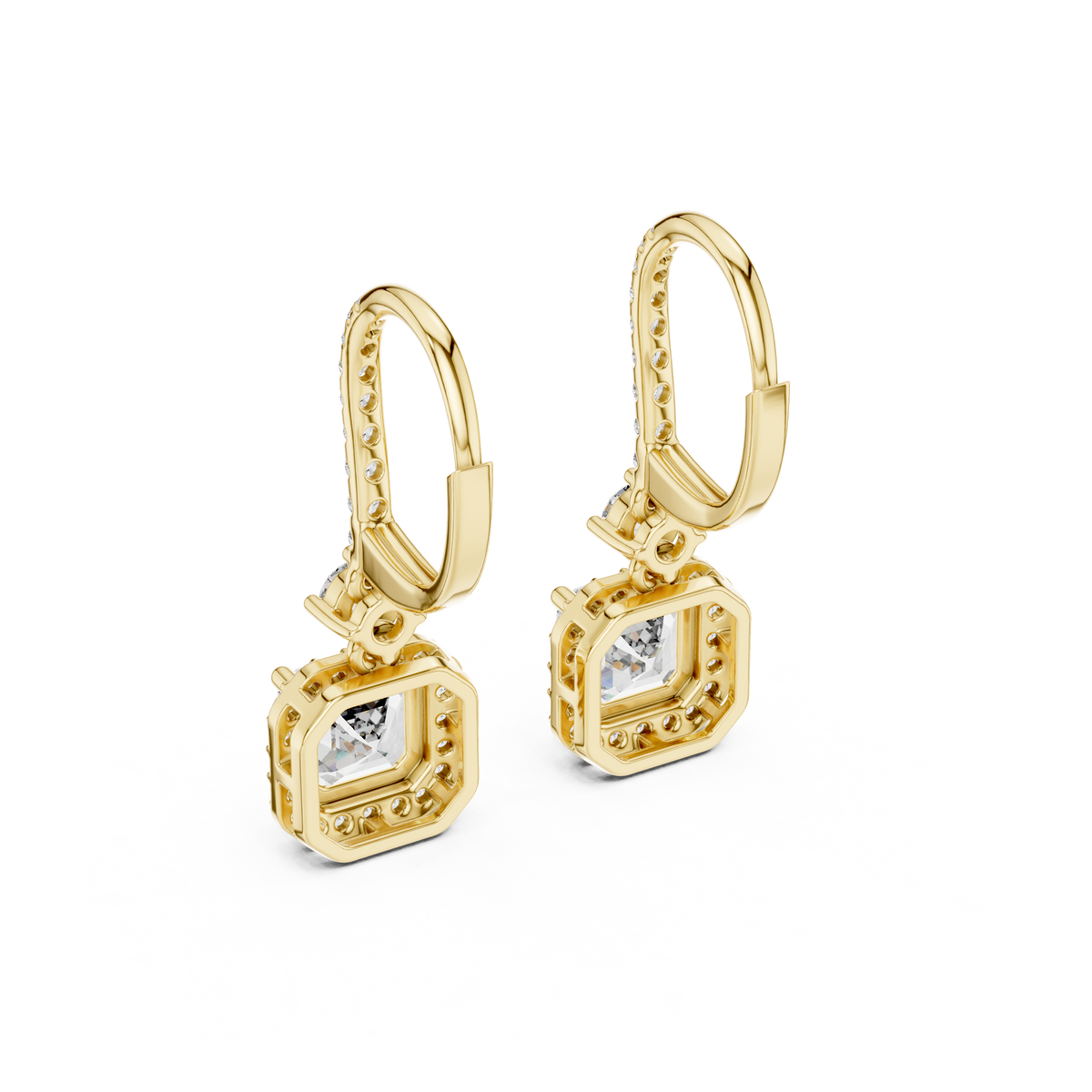 Cushion Halo Pave Diamond Stud Earrings
