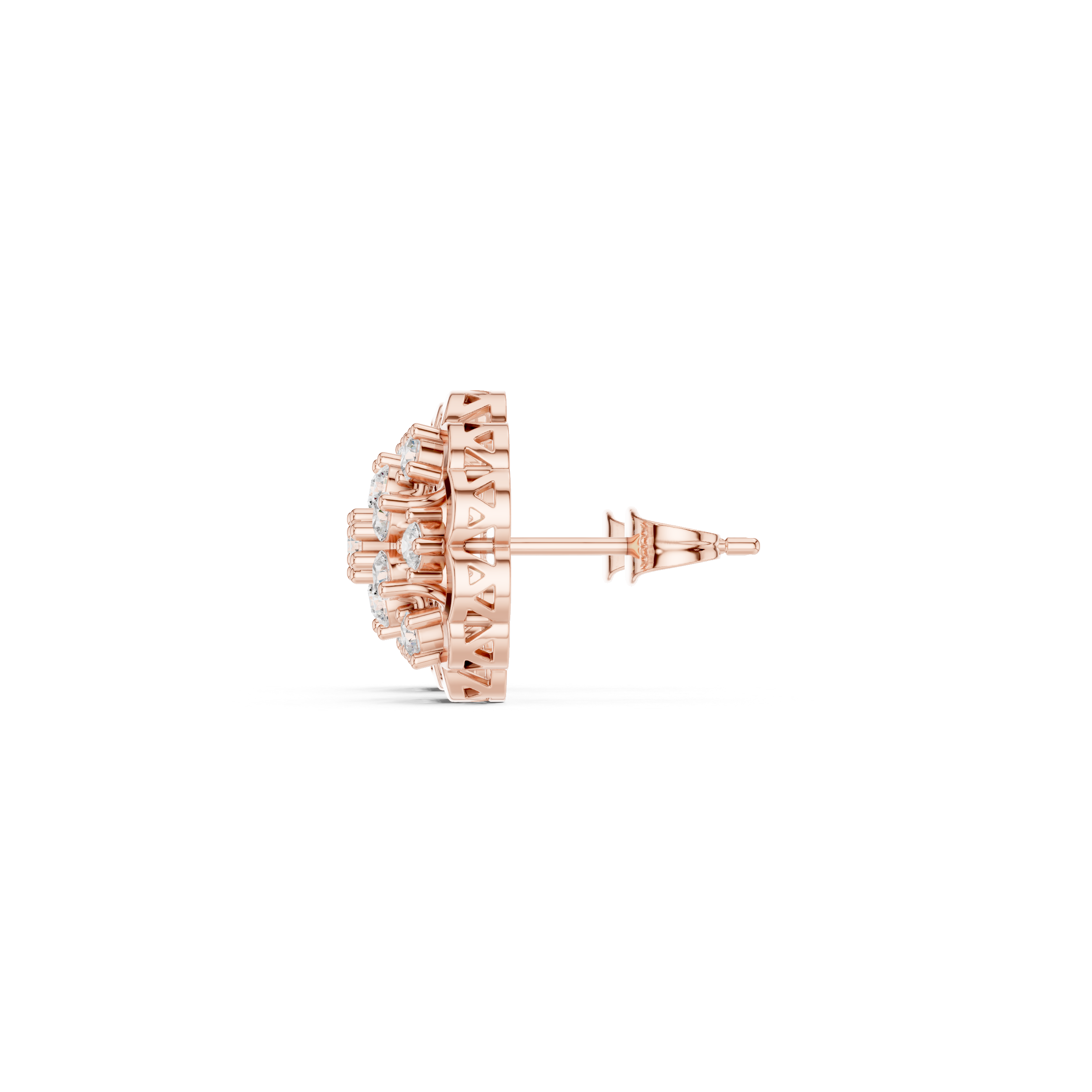 Lattice Framework Enamel Diamond Stud Earrings in Rose Gold - VYKA Diamonds