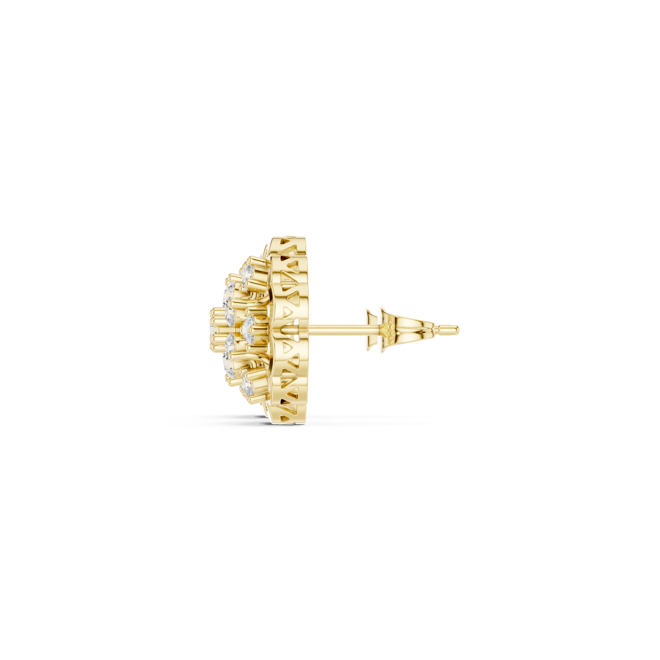 Lattice Framework Enamel Diamond Stud Earrings in Yellow Gold - VYKA Diamonds