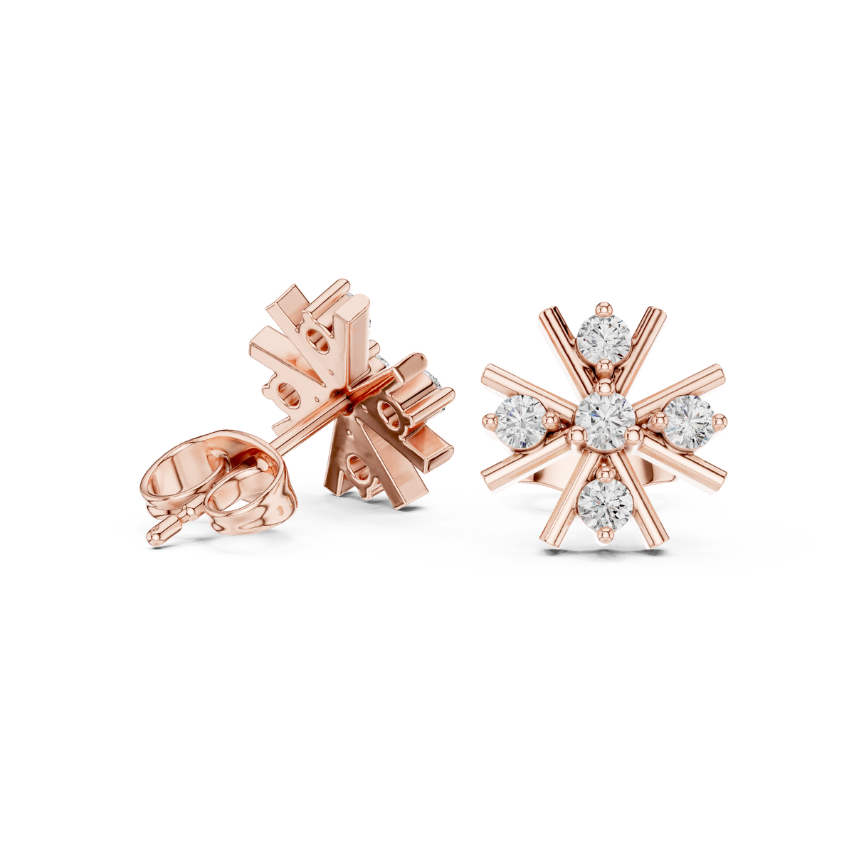 Compass Star Diamond Stud Earrings