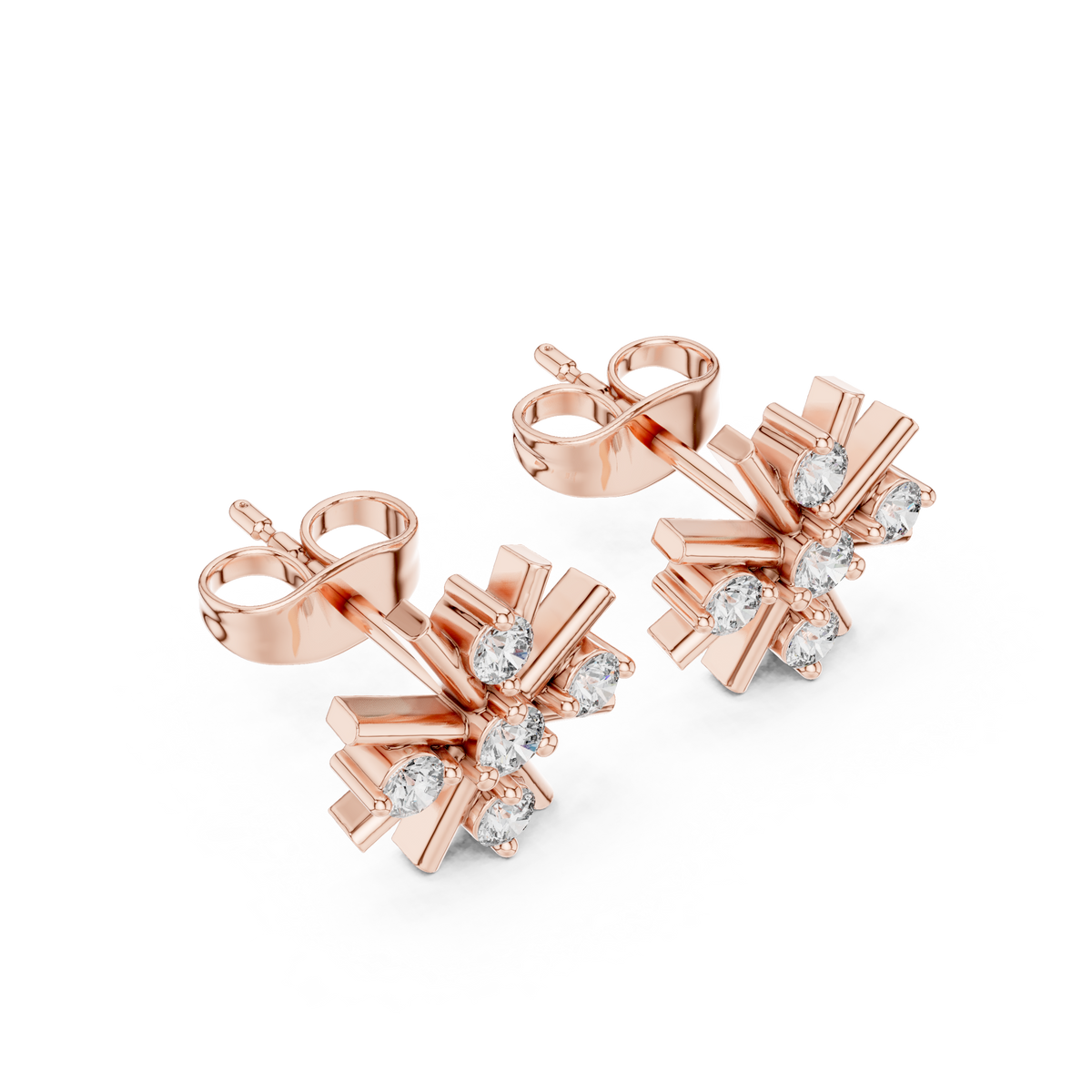 Compass Star Diamond Stud Earrings