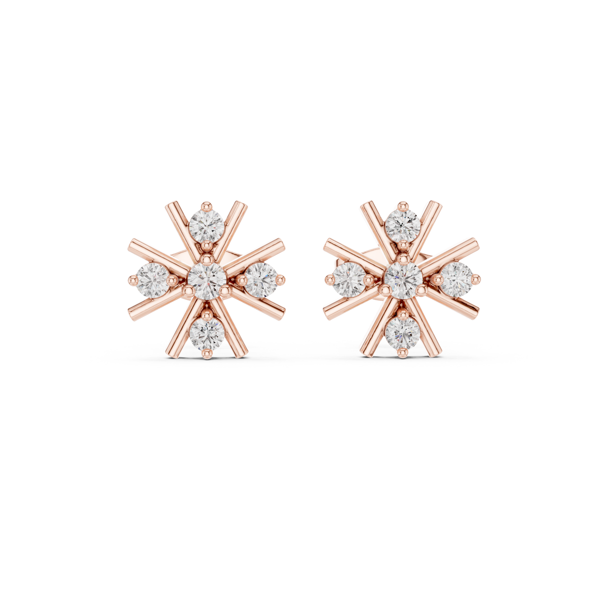 Compass Star Diamond Stud Earrings