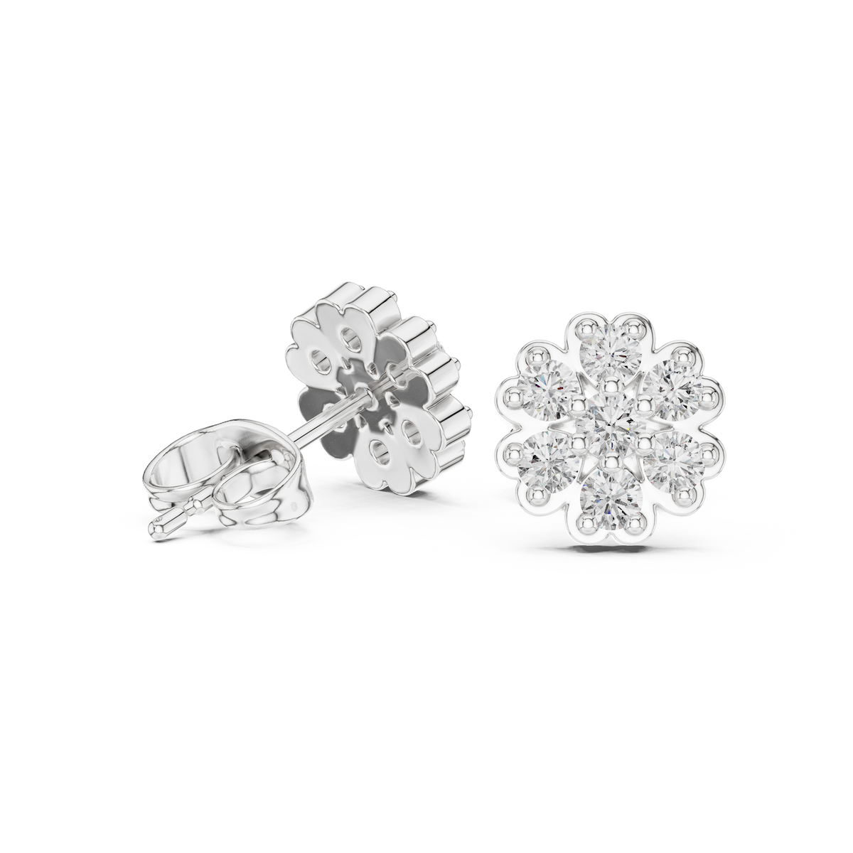 Quatrefoil Frame Diamond Stud Earrings
