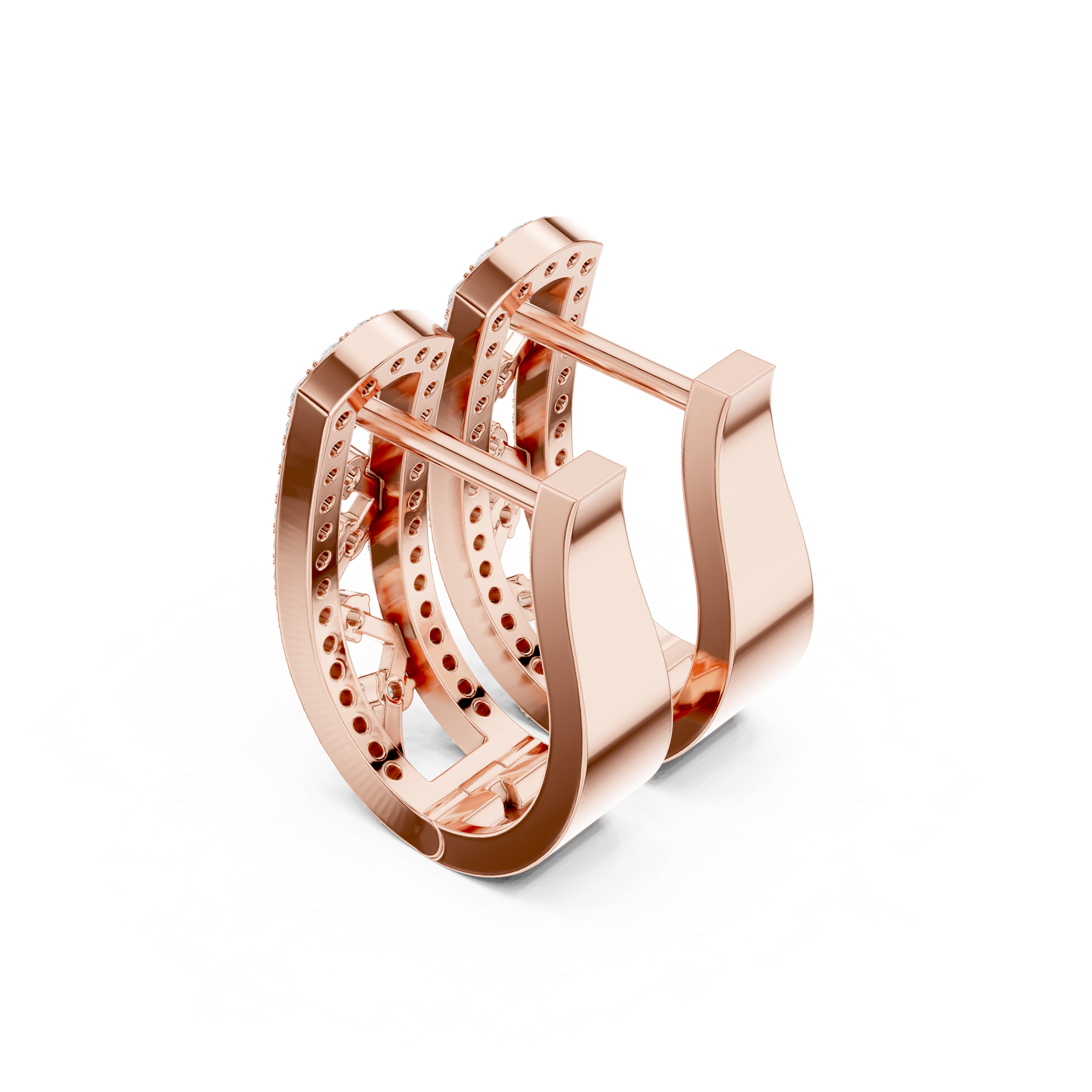Architectural Grid Diamond Hoop Earrings in Rose Gold - VYKA Diamonds