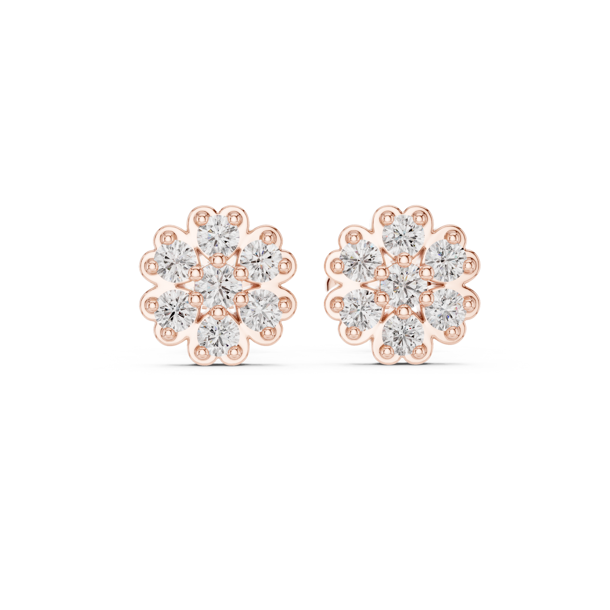 Quatrefoil Frame Diamond Stud Earrings in Rose Gold - VYKA Diamonds