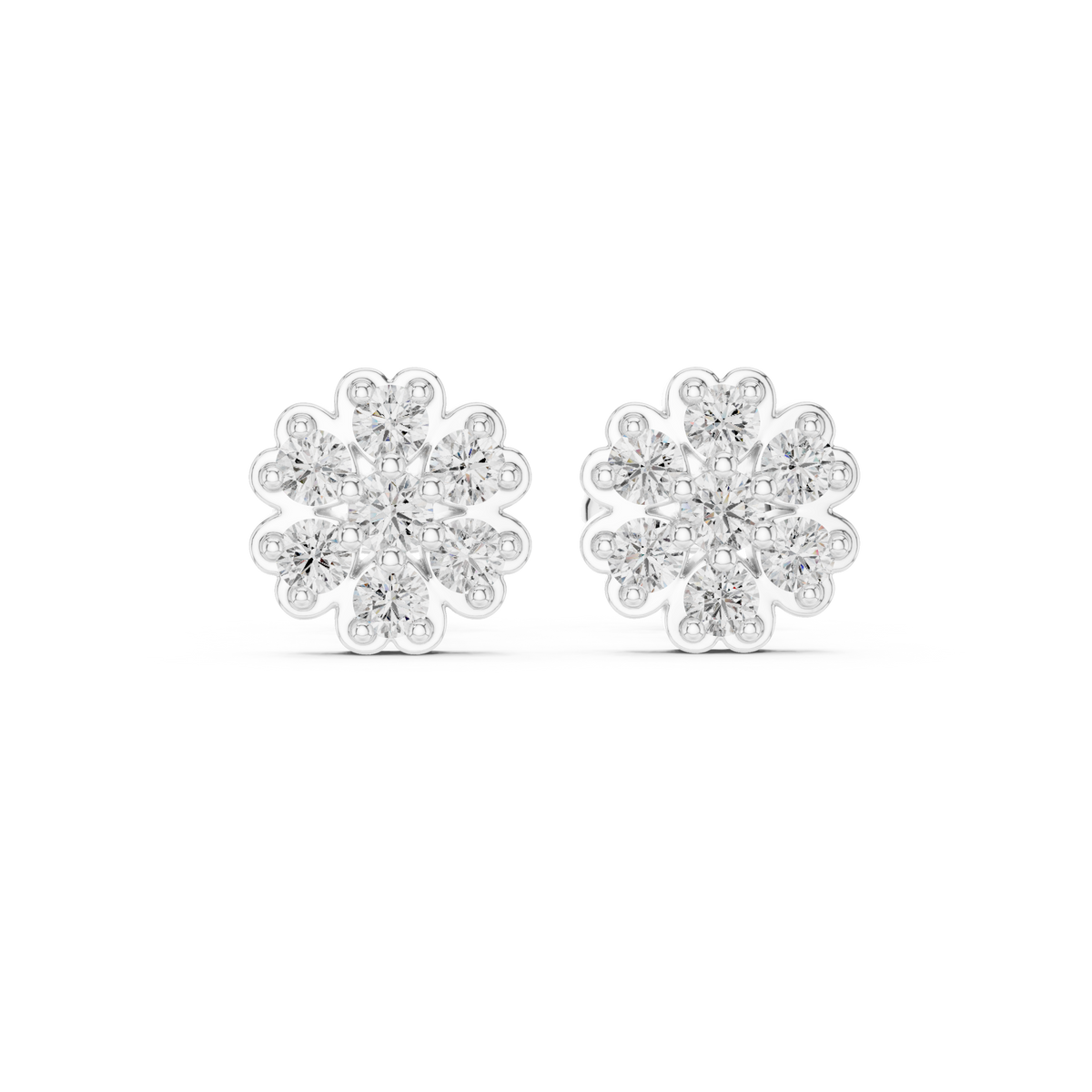 Quatrefoil Frame Diamond Stud Earrings