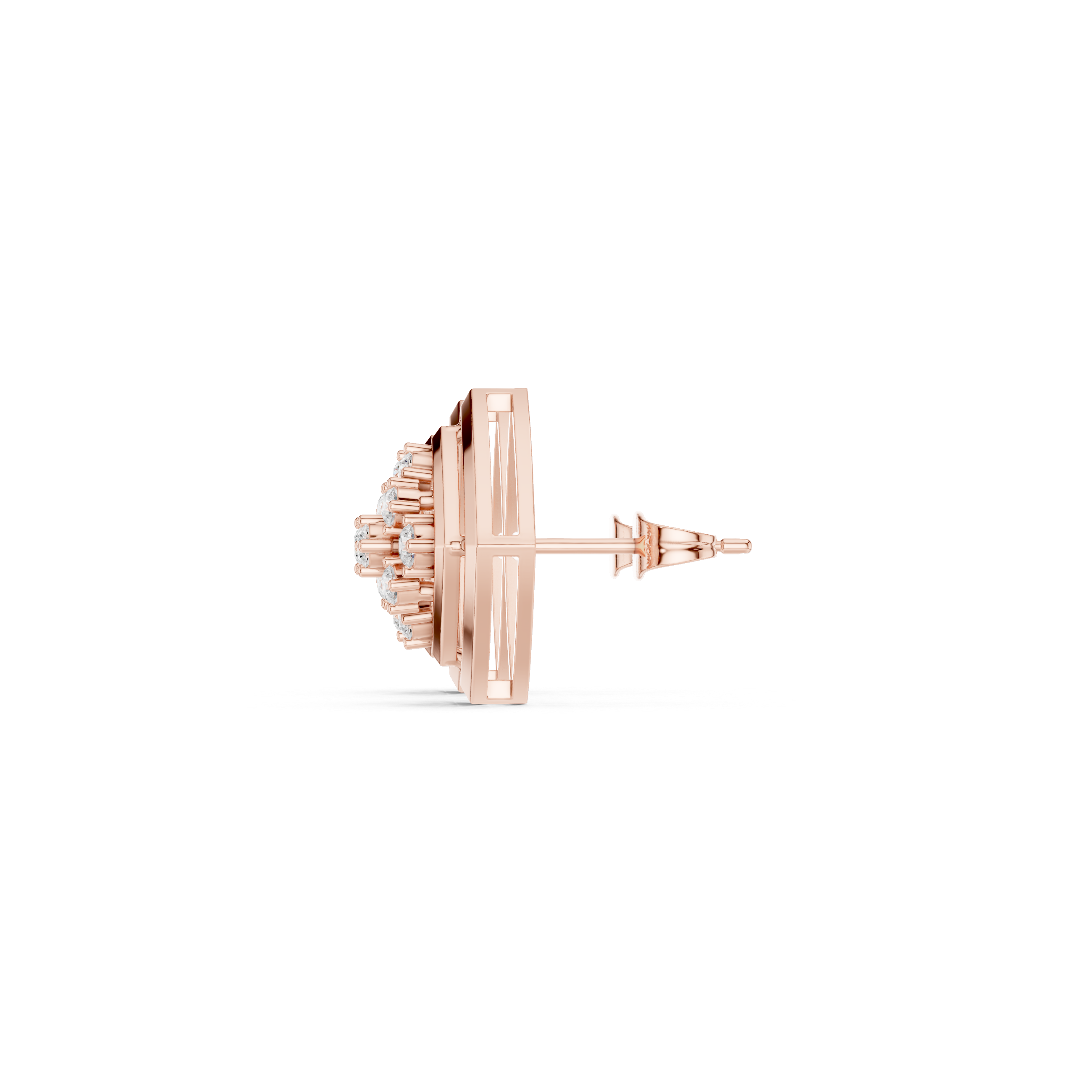 حلقان متدلية ماسية من المينا بنمط شبكي معماري in Rose Gold - VYKA Diamonds