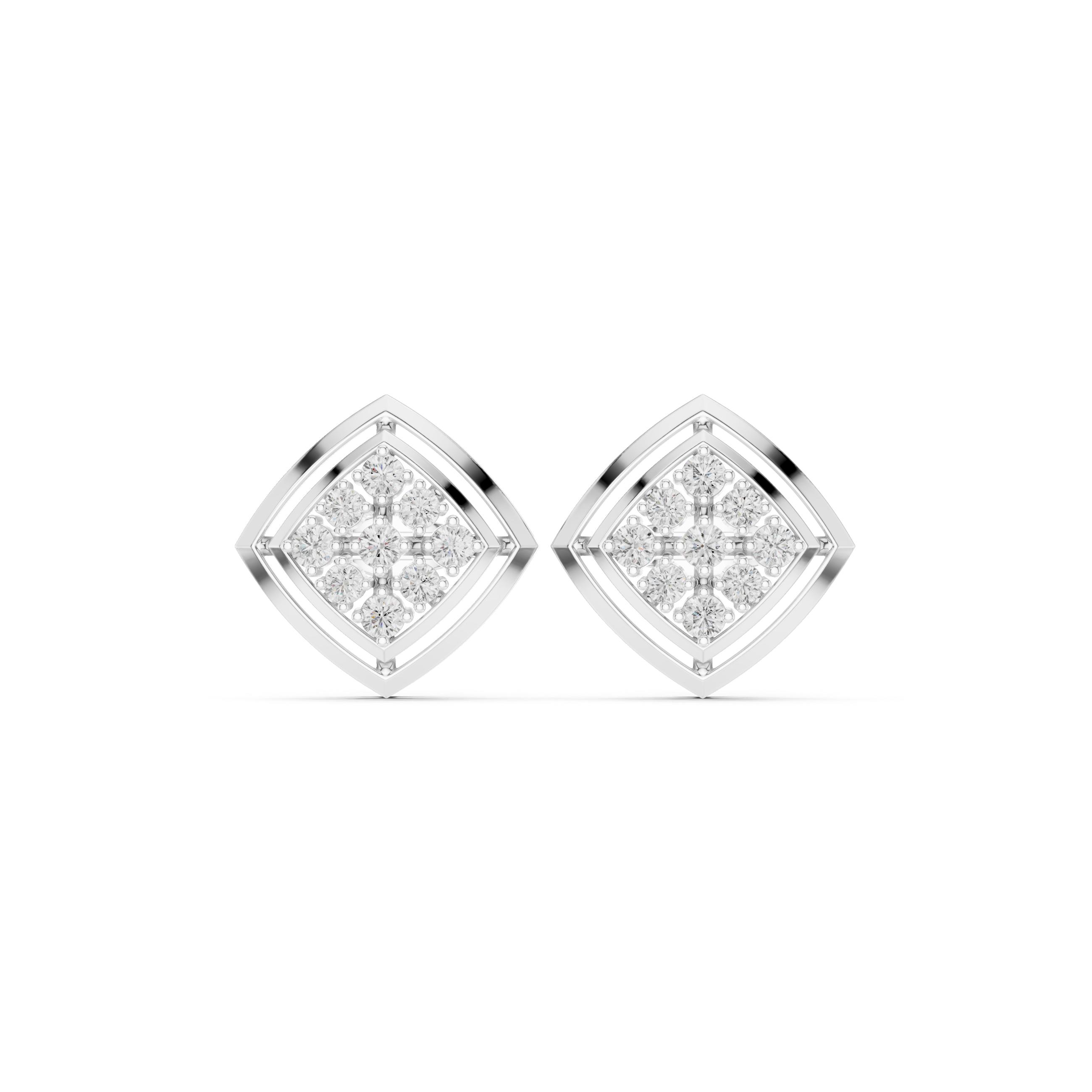 حلقان متدلية ماسية من المينا بنمط شبكي معماري in White Gold - VYKA Diamonds