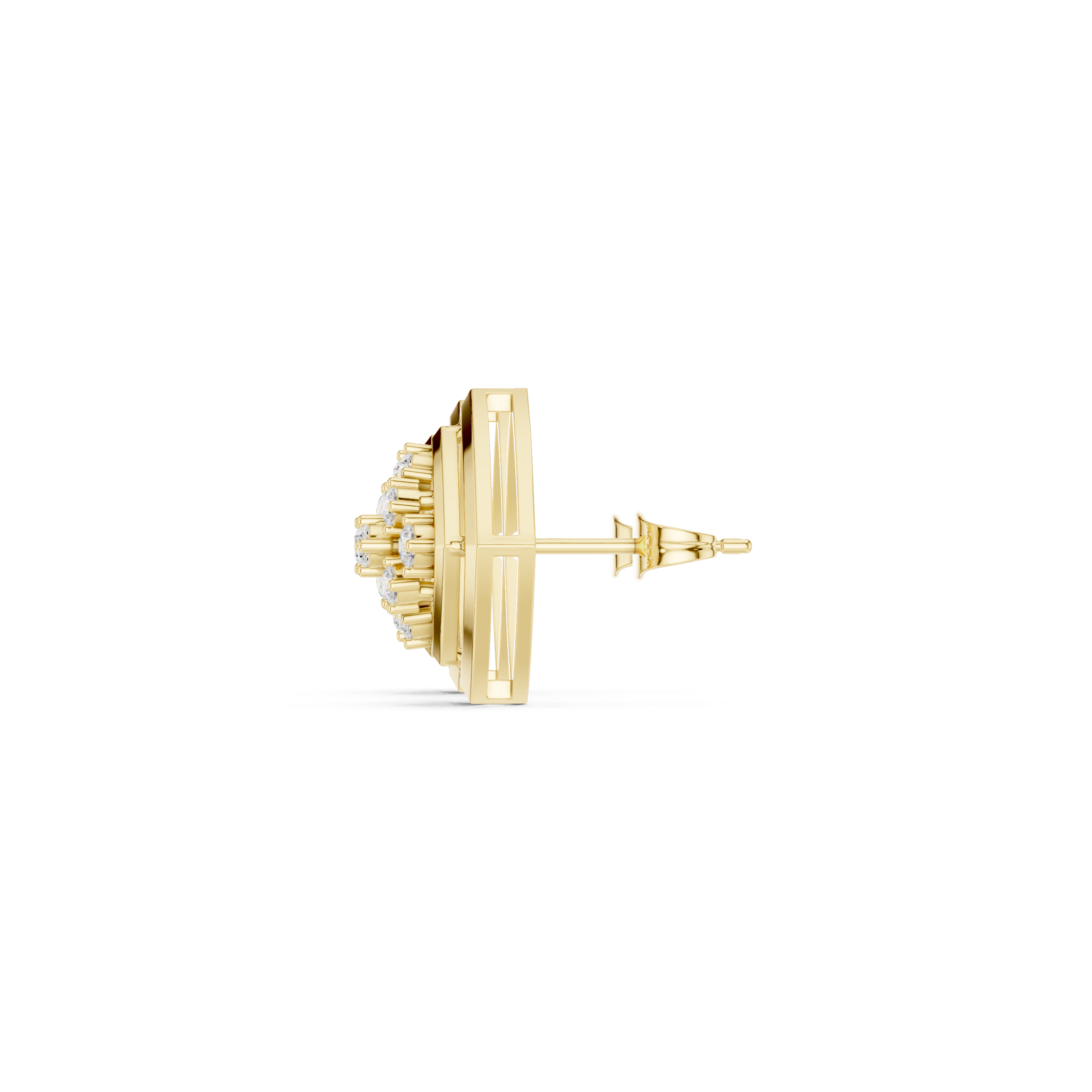 حلقان متدلية ماسية من المينا بنمط شبكي معماري in Yellow Gold - VYKA Diamonds