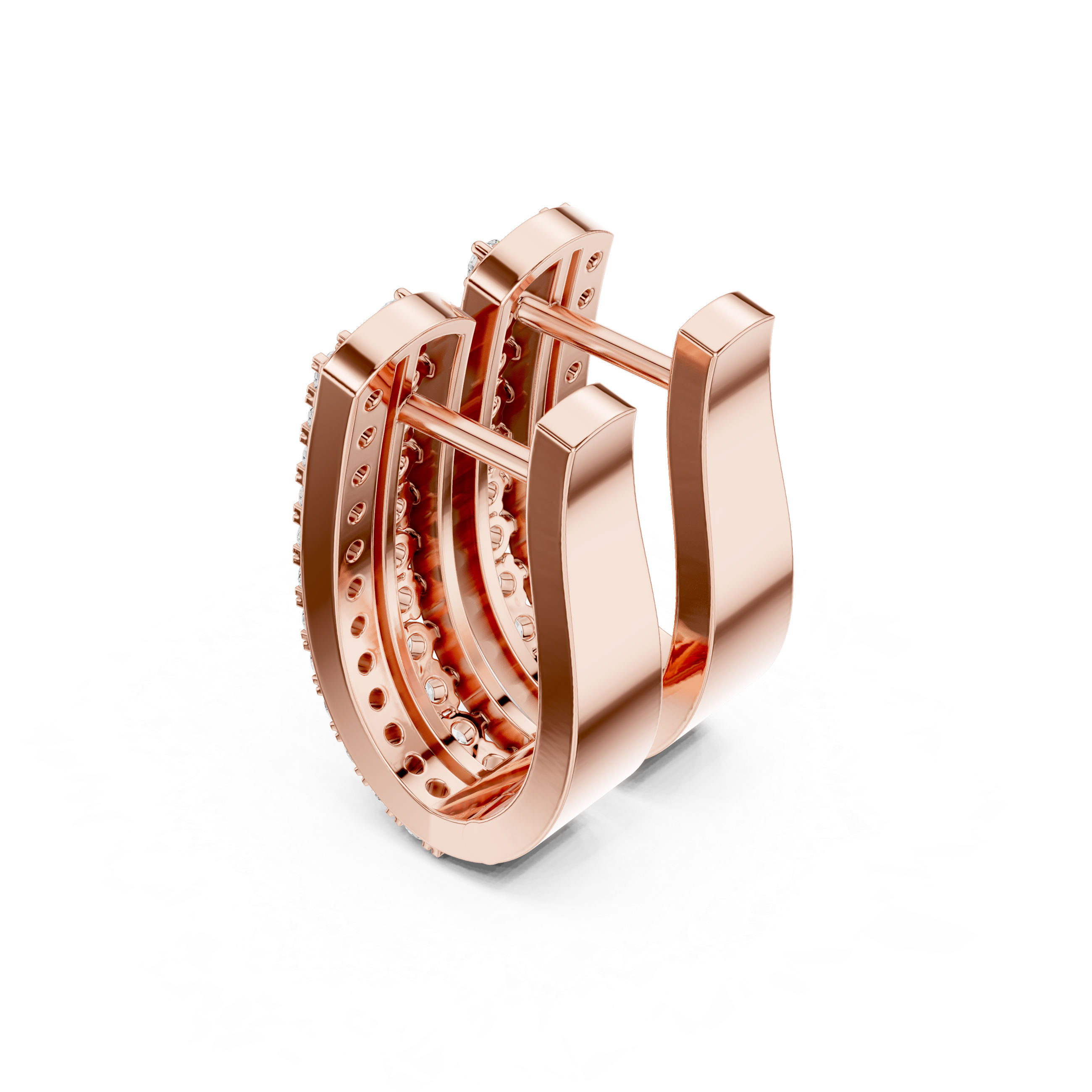 Open Lattice Diamond Stud Earrings in Rose Gold - VYKA Diamonds