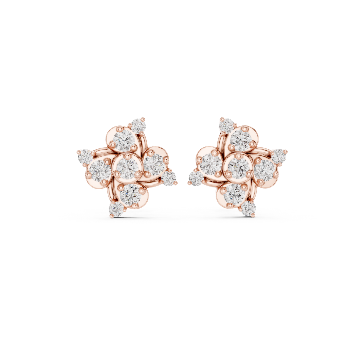 أقراط بتجمّع ألماس بخمس بتلات in Rose Gold - VYKA Diamonds