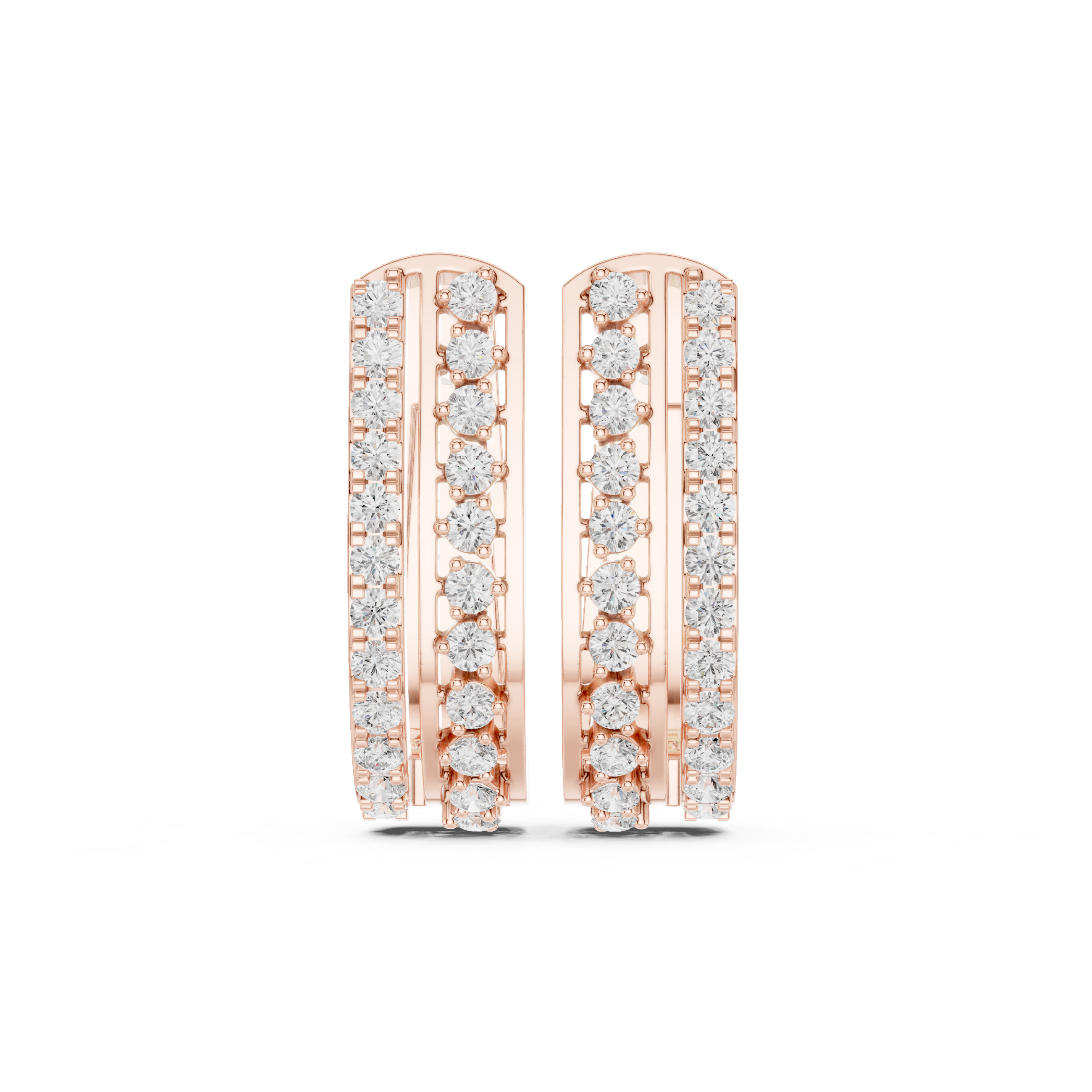 Open Lattice Diamond Stud Earrings in Rose Gold - VYKA Diamonds