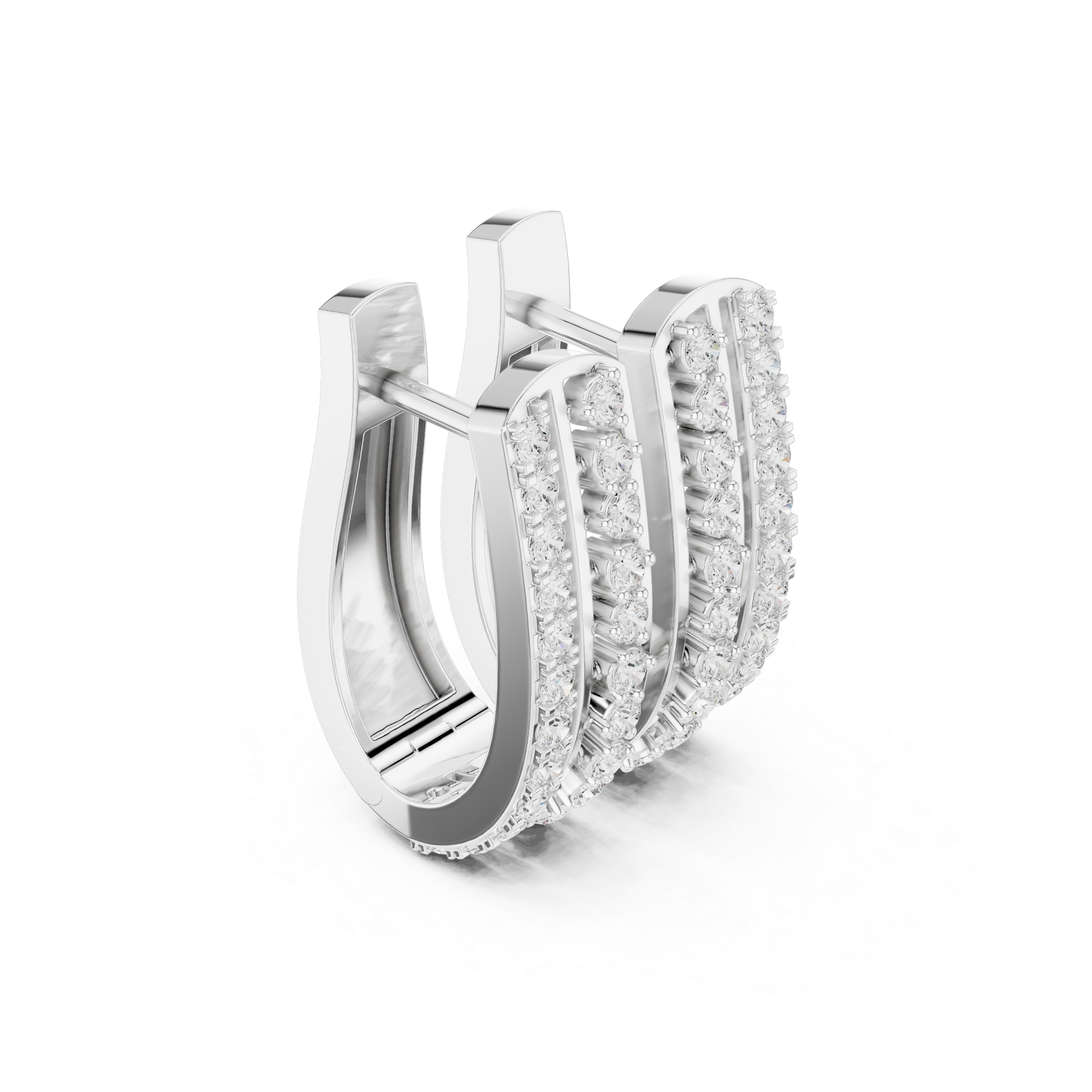 Open Lattice Diamond Stud Earrings in White Gold - VYKA Diamonds