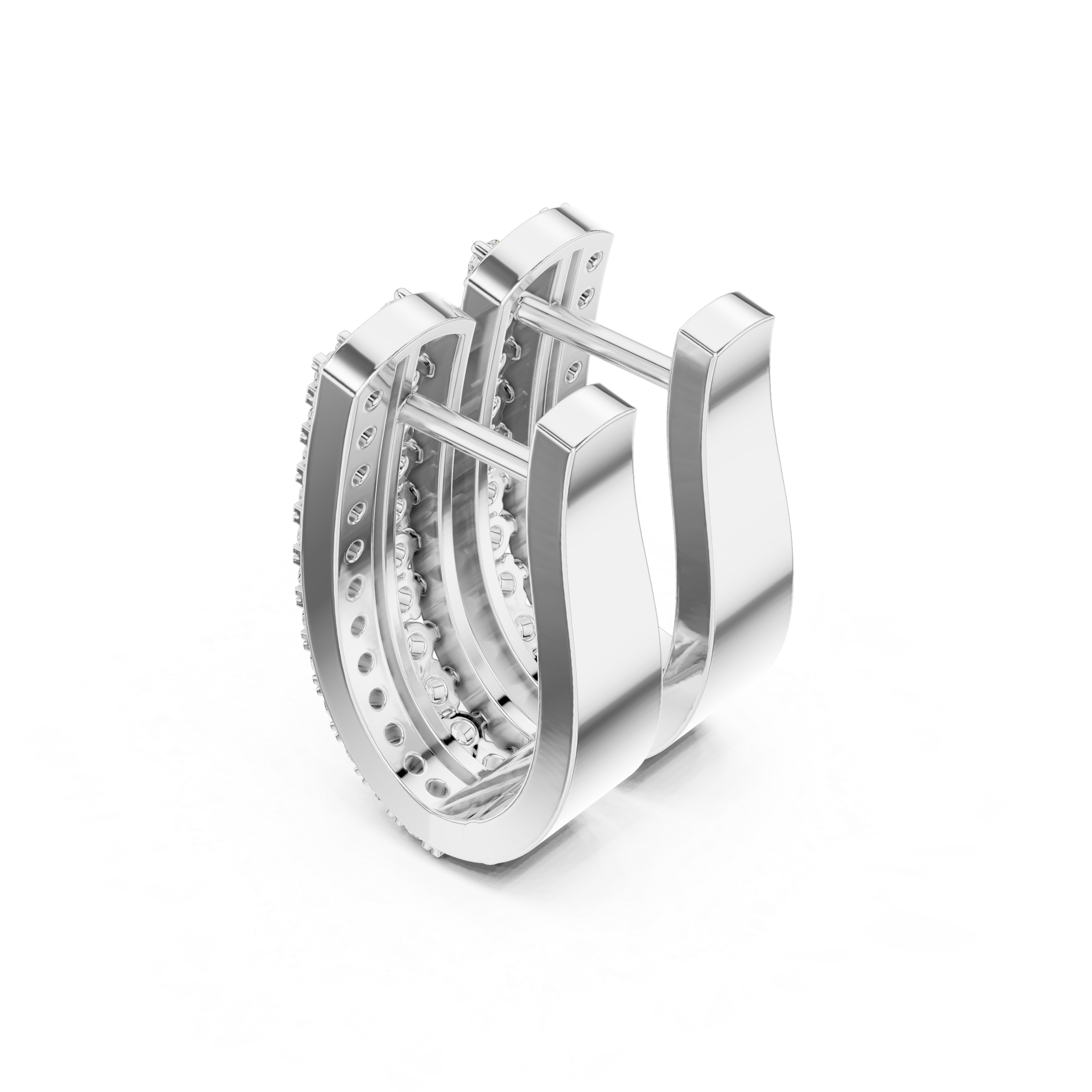 Open Lattice Diamond Stud Earrings in White Gold - VYKA Diamonds