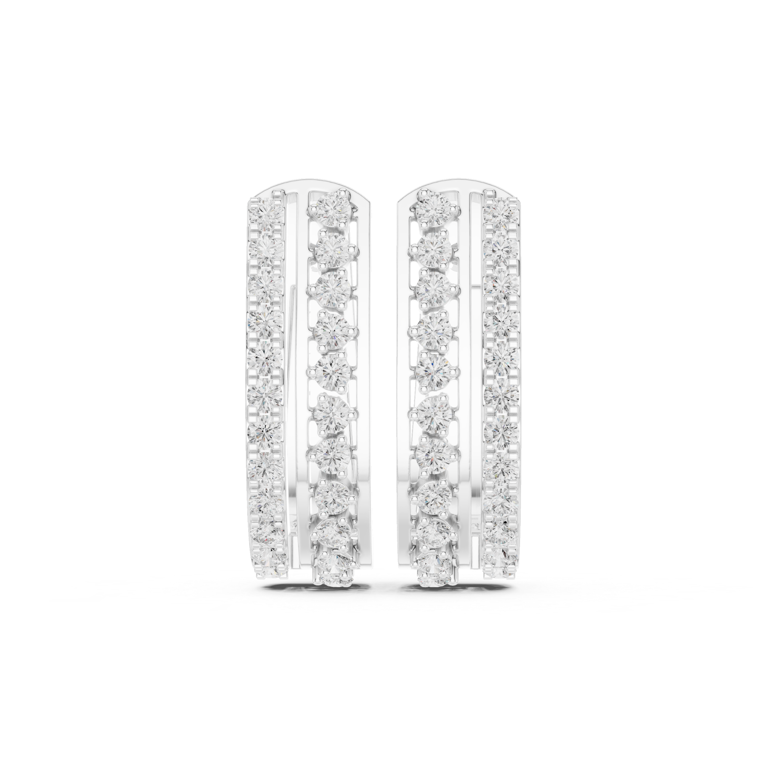 Open Lattice Diamond Stud Earrings in White Gold - VYKA Diamonds