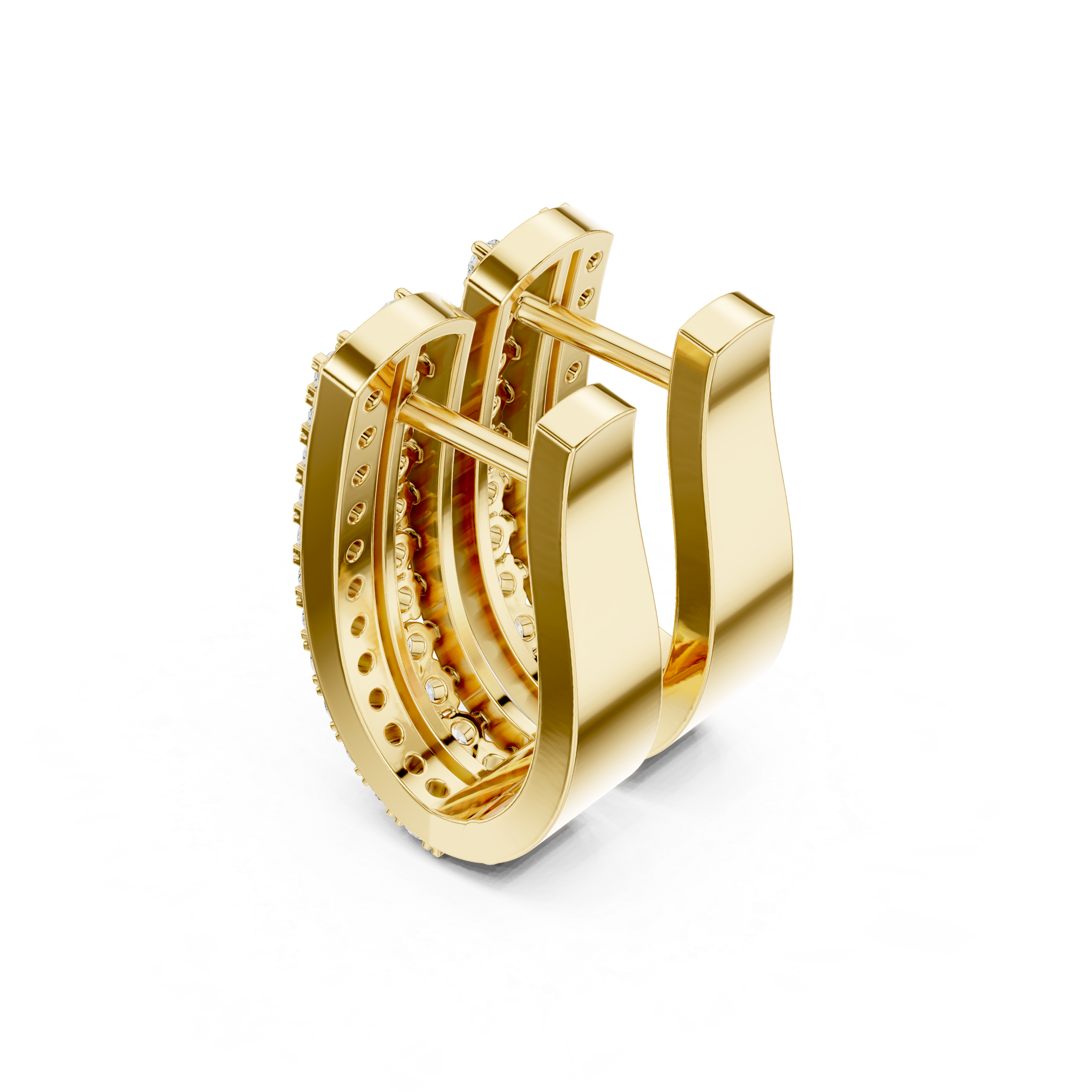 Open Lattice Diamond Stud Earrings in Yellow Gold - VYKA Diamonds