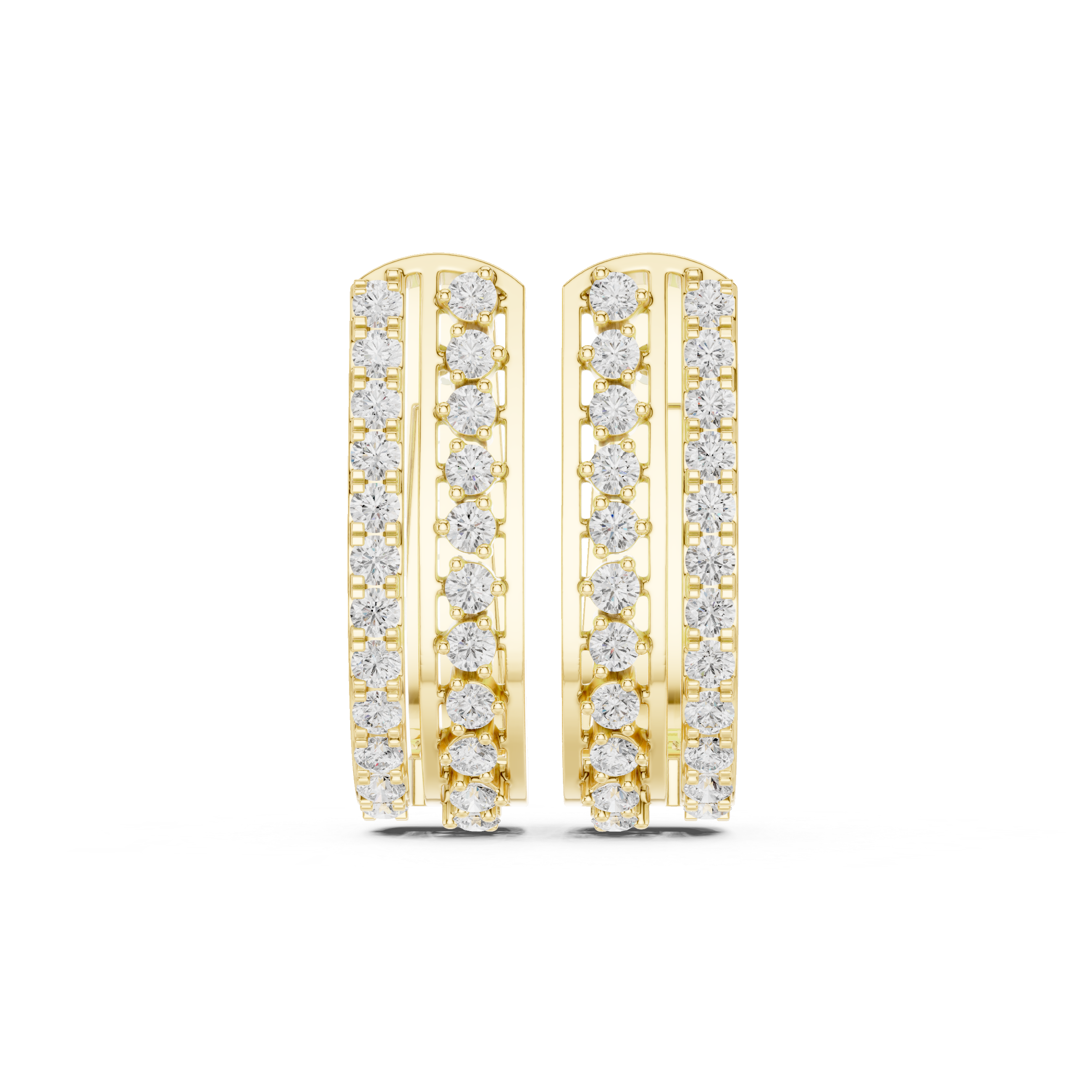 Open Lattice Diamond Stud Earrings in Yellow Gold - VYKA Diamonds