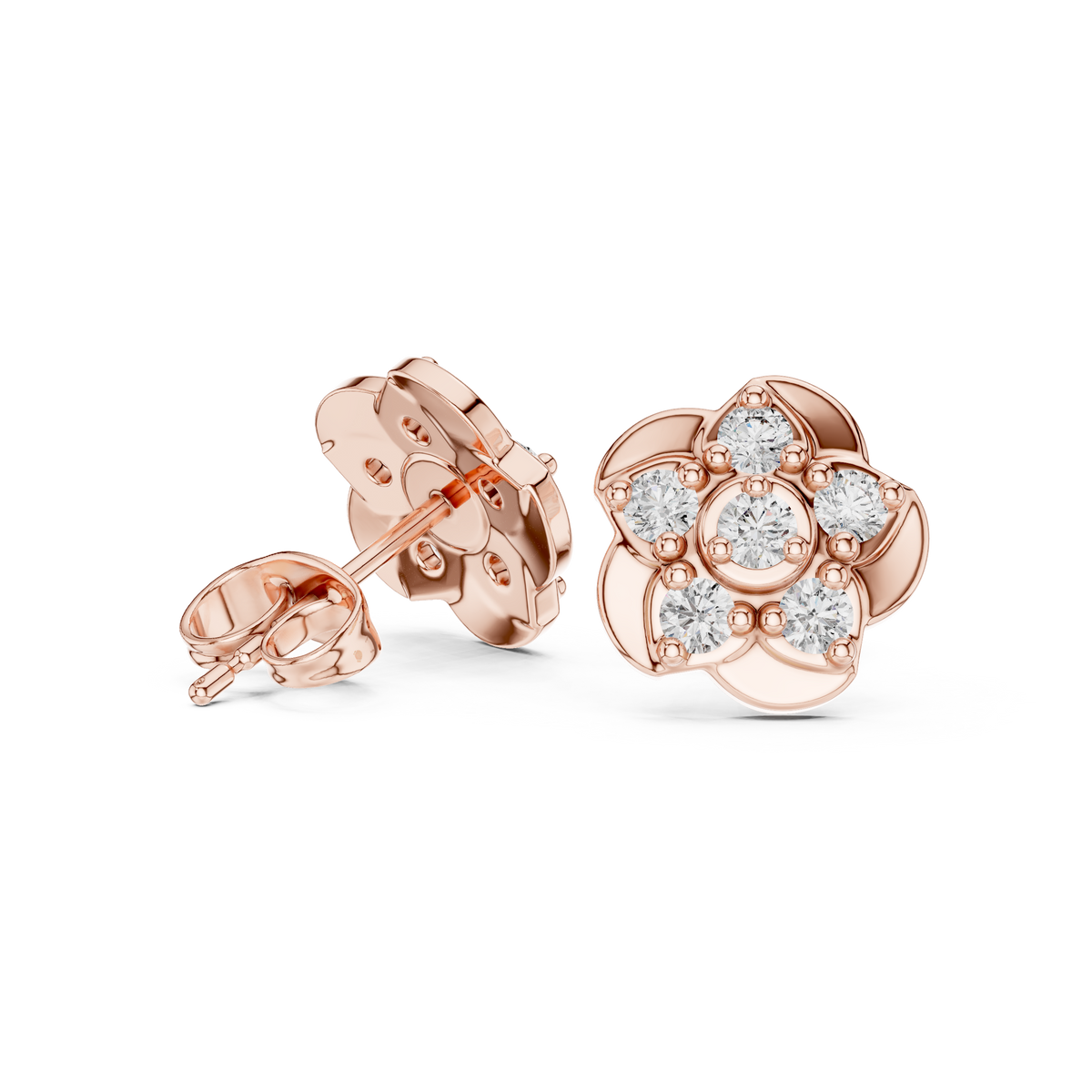 Clover Petal Diamond Stud Earrings