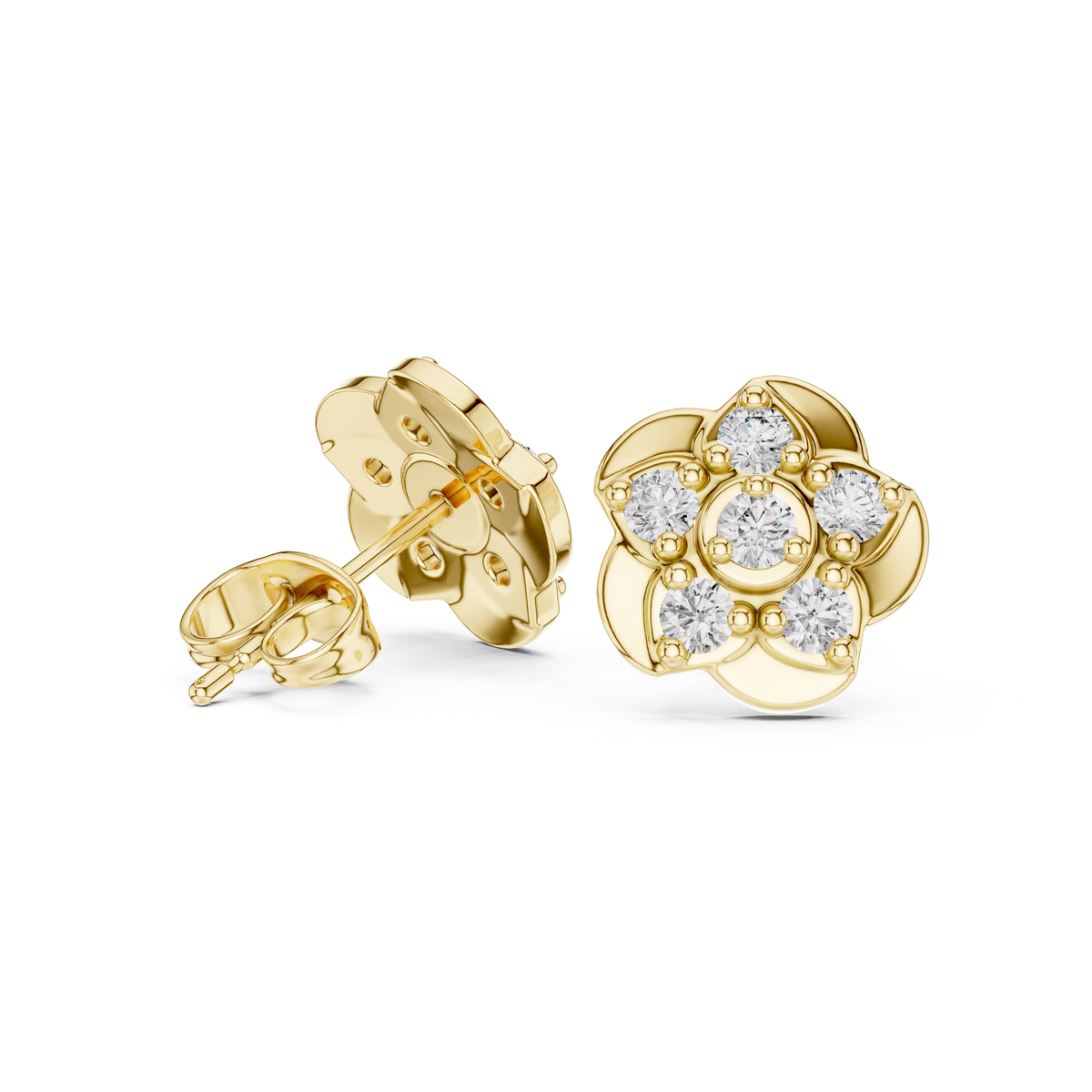 Clover Petal Diamond Stud Earrings