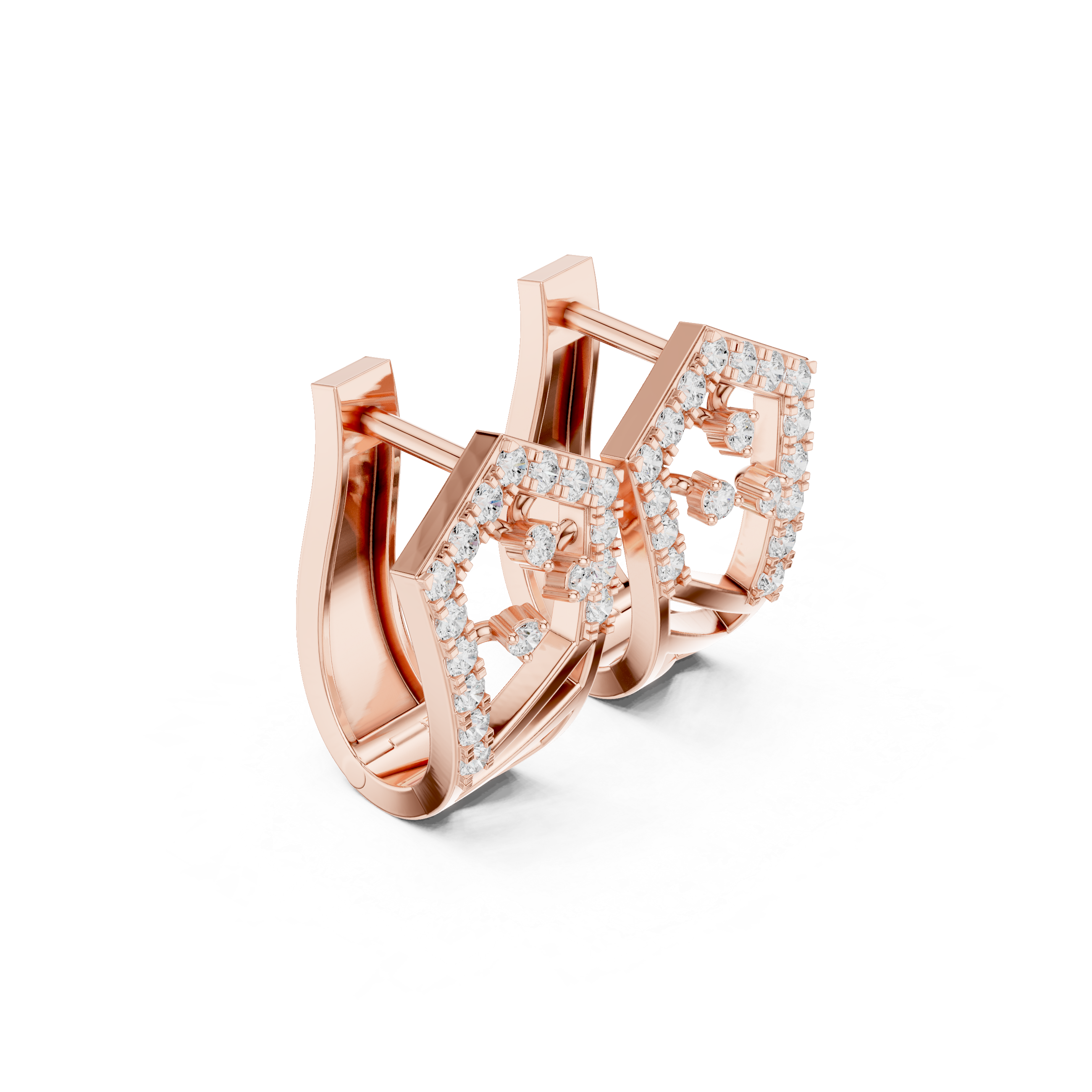 Diamond Mesh Framework Hoop Earrings in Rose Gold - VYKA Diamonds
