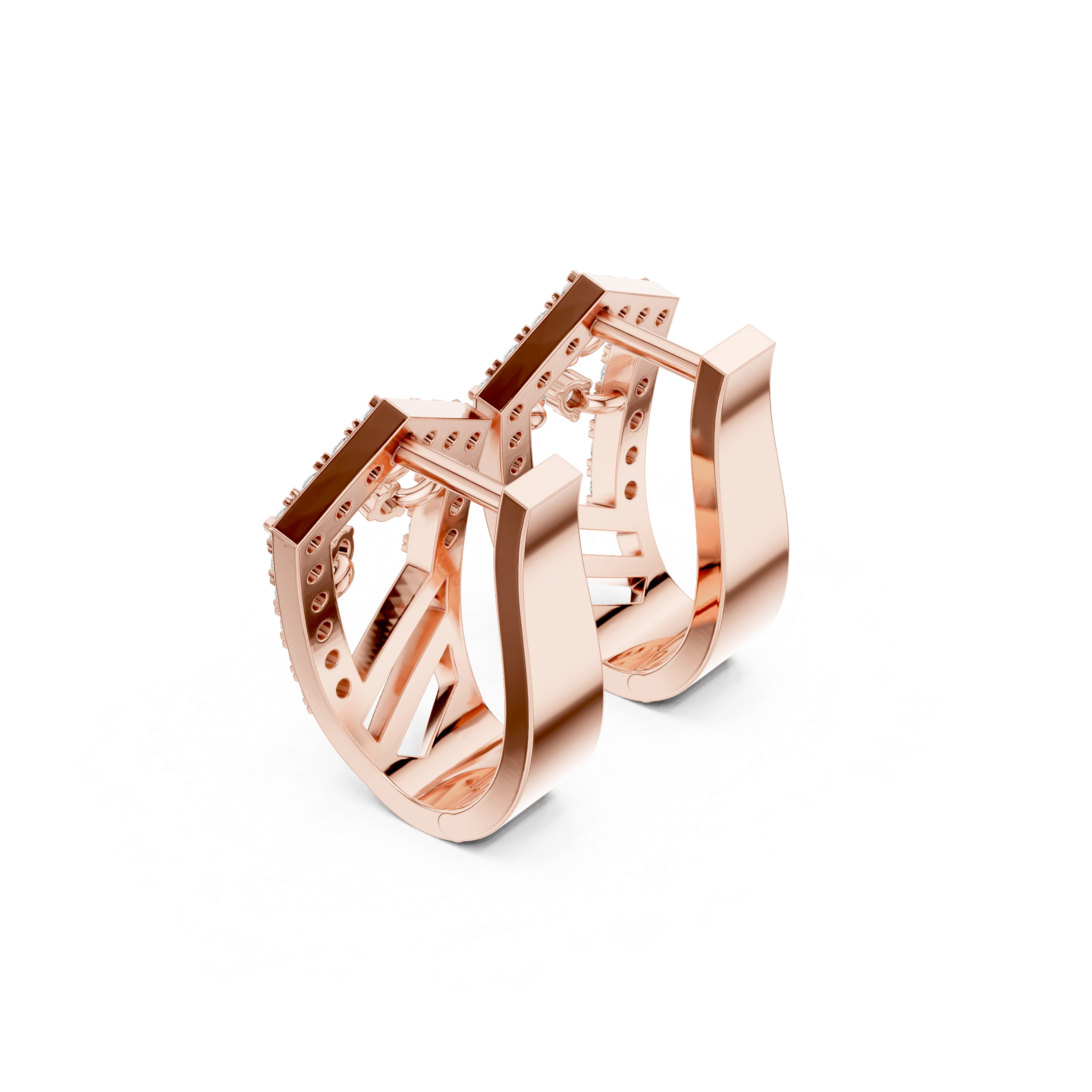 Diamond Mesh Framework Hoop Earrings in Rose Gold - VYKA Diamonds