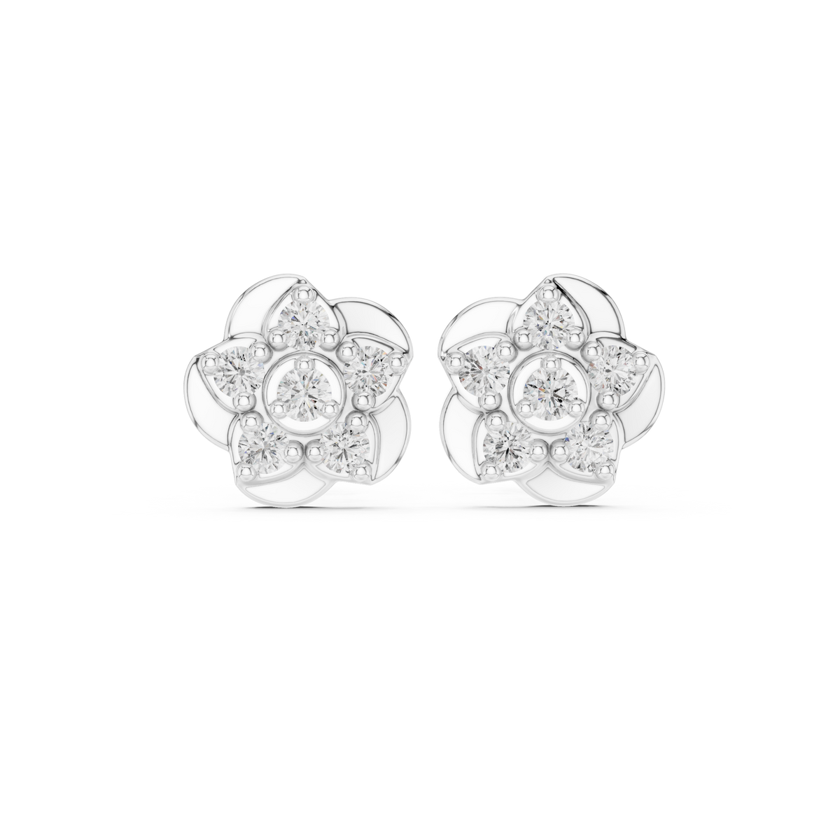 Clover Petal Diamond Stud Earrings