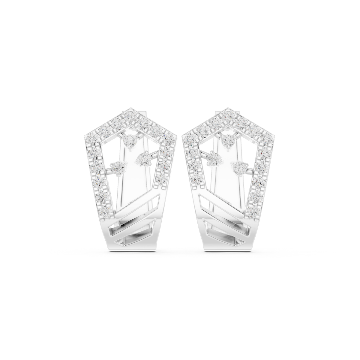 Diamond Mesh Framework Hoop Earrings