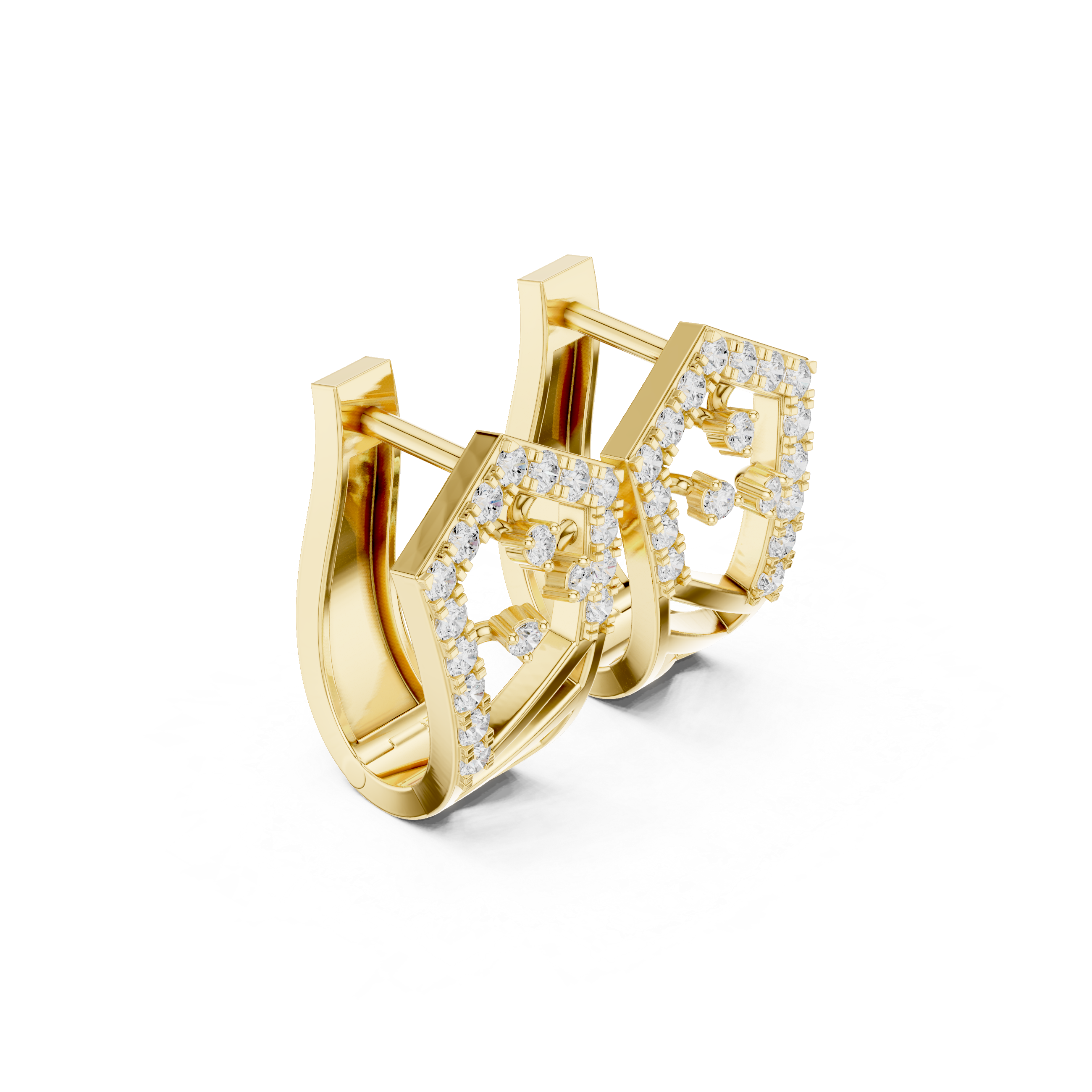 Diamond Mesh Framework Hoop Earrings in Yellow Gold - VYKA Diamonds