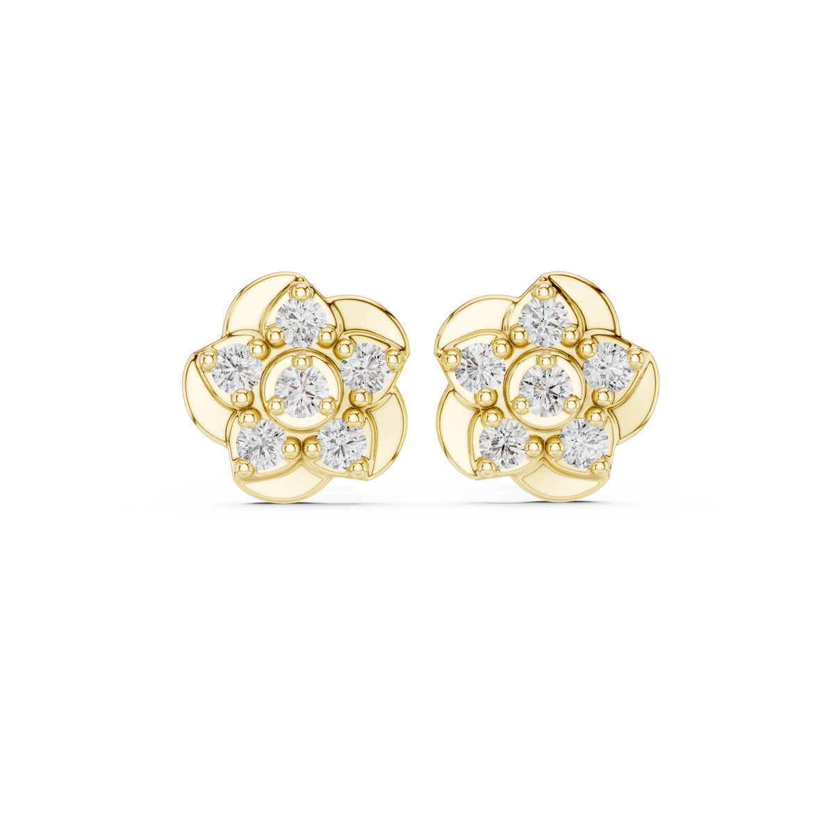 Clover Petal Diamond Stud Earrings