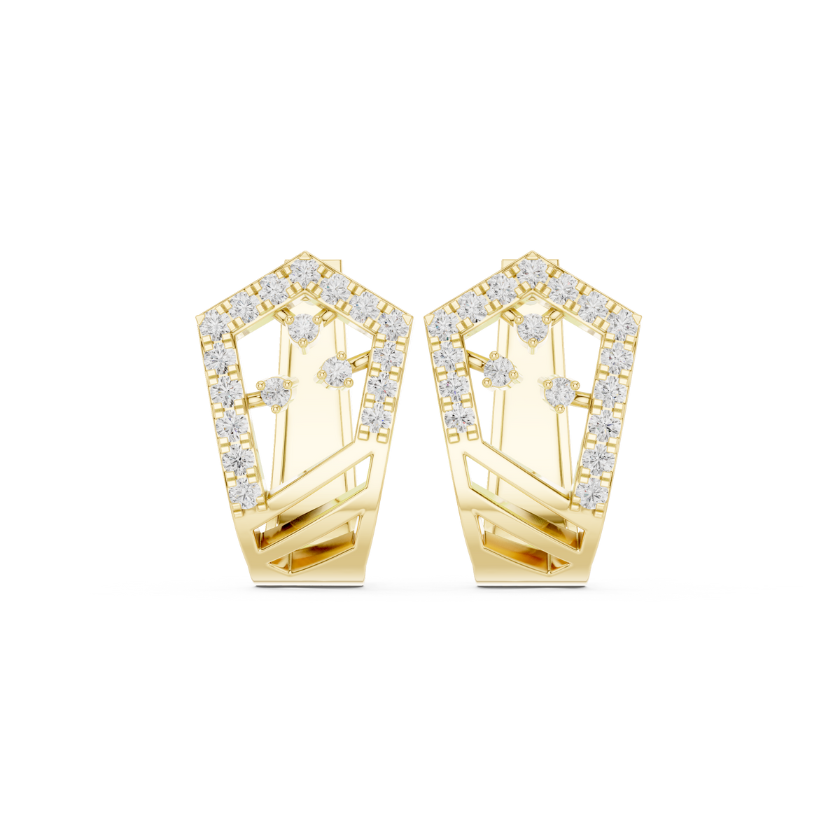 Diamond Mesh Framework Hoop Earrings