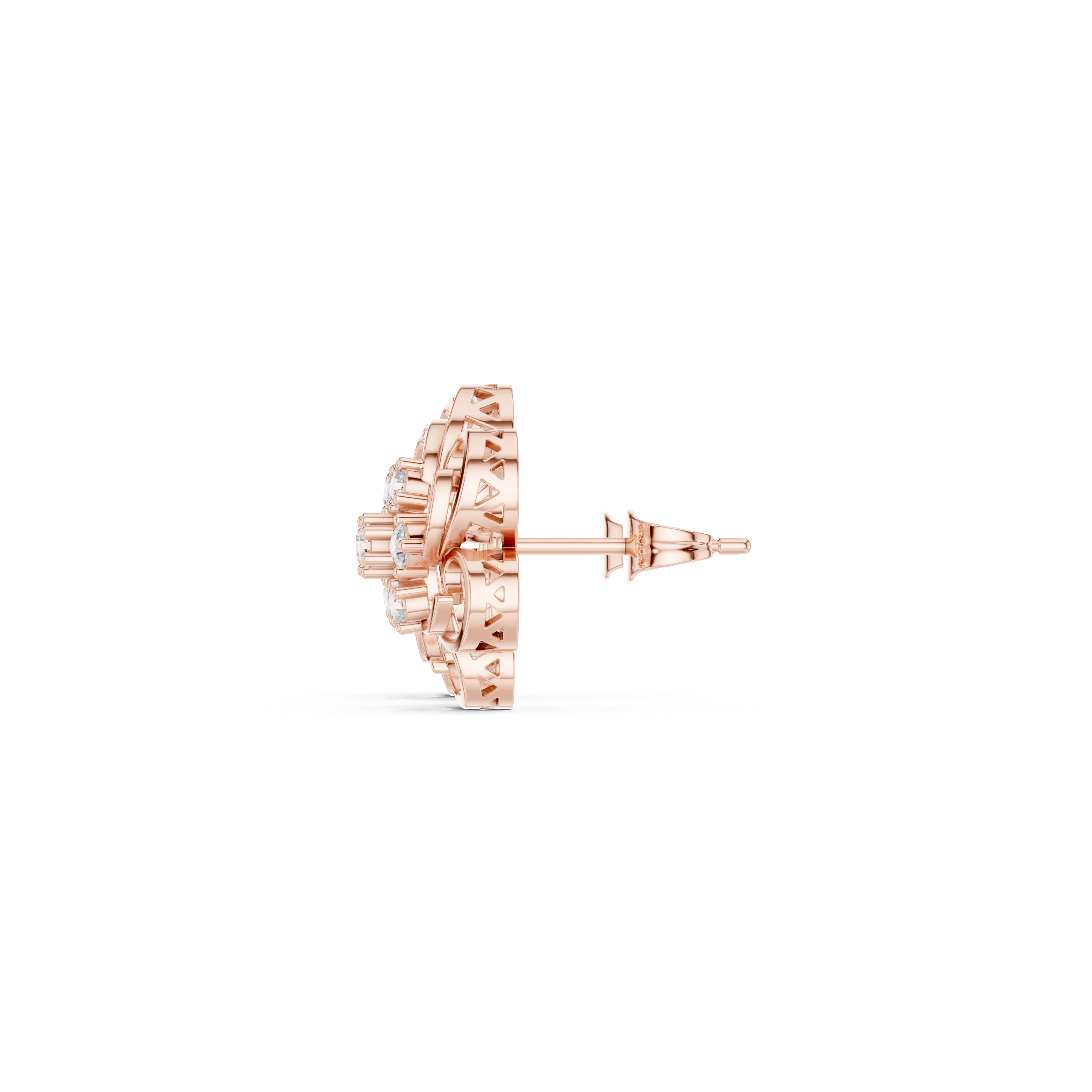 Diamond Mesh Enamel Framework Stud Earrings in Rose Gold - VYKA Diamonds