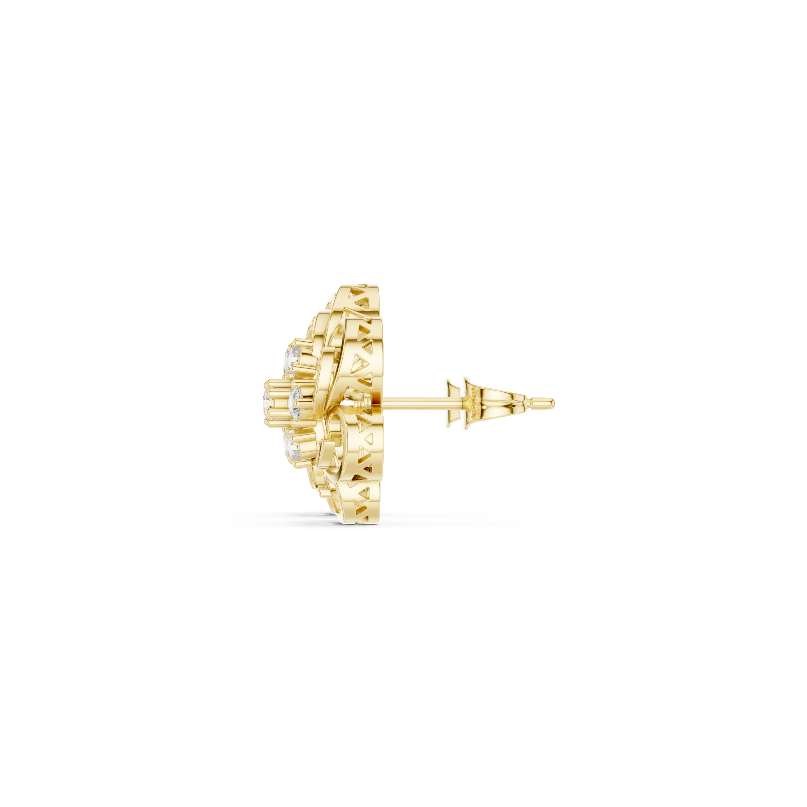 Diamond Mesh Enamel Framework Stud Earrings in Yellow Gold - VYKA Diamonds