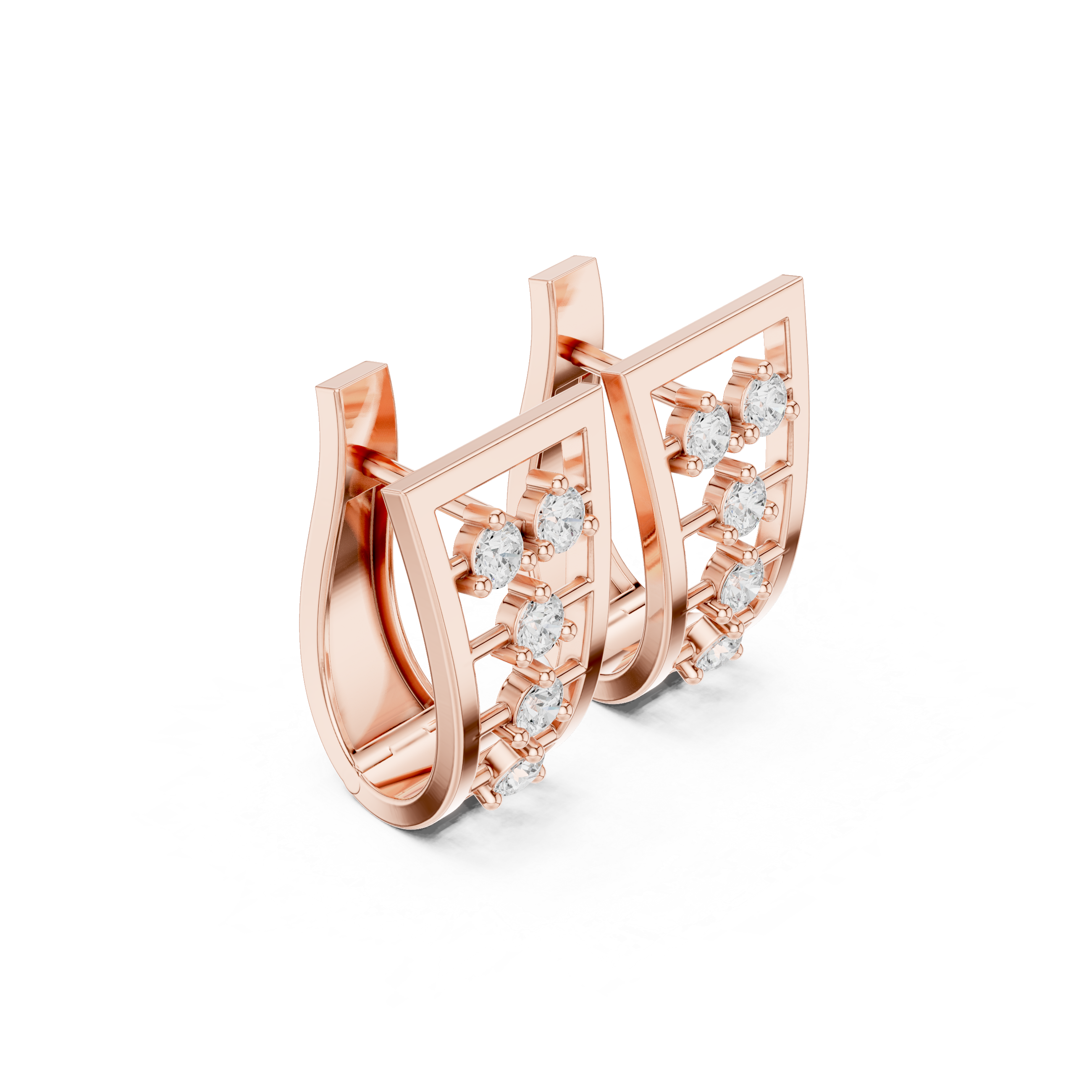Crosshatch Pave Diamond Drop Earrings in Rose Gold - VYKA Diamonds