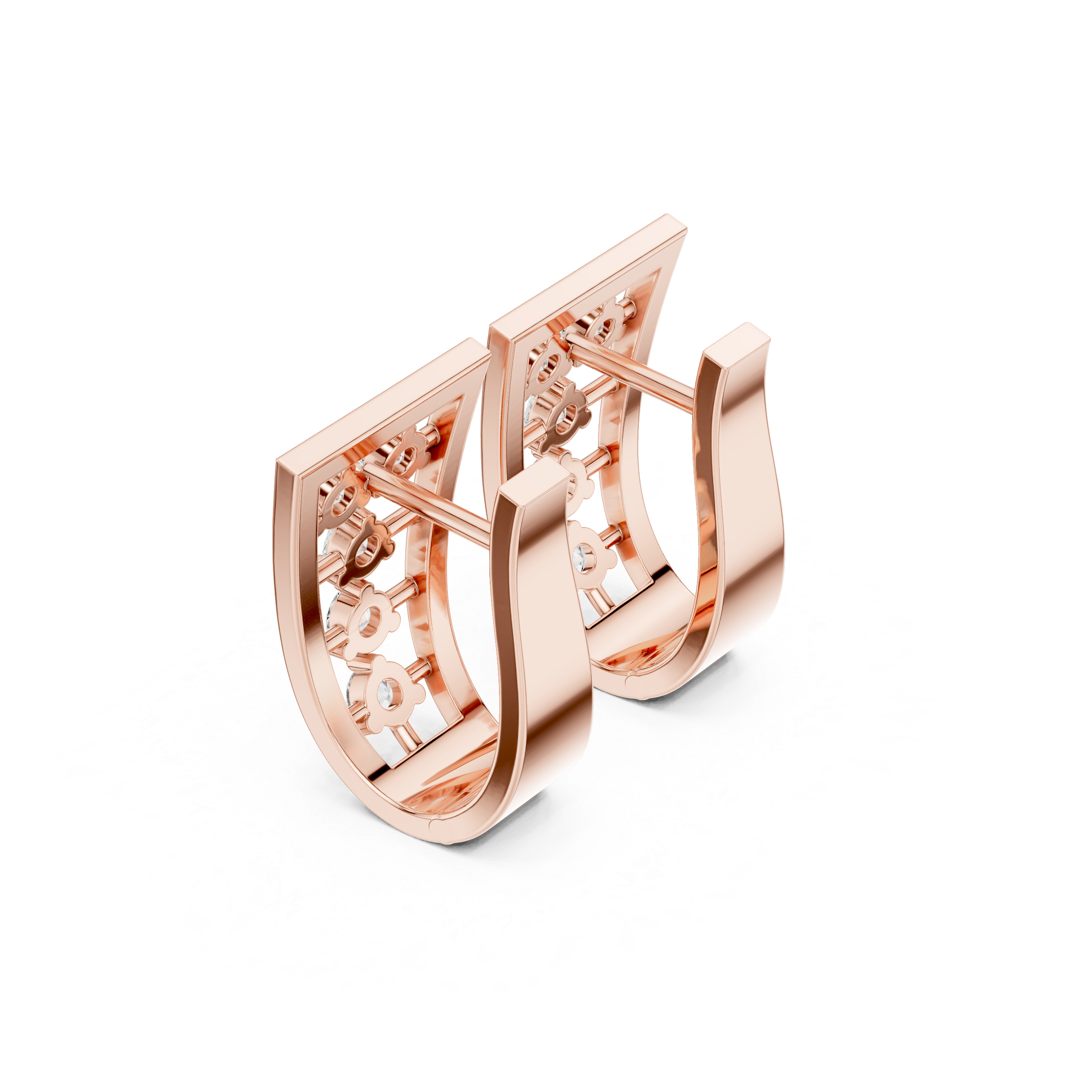 Crosshatch Pave Diamond Drop Earrings in Rose Gold - VYKA Diamonds