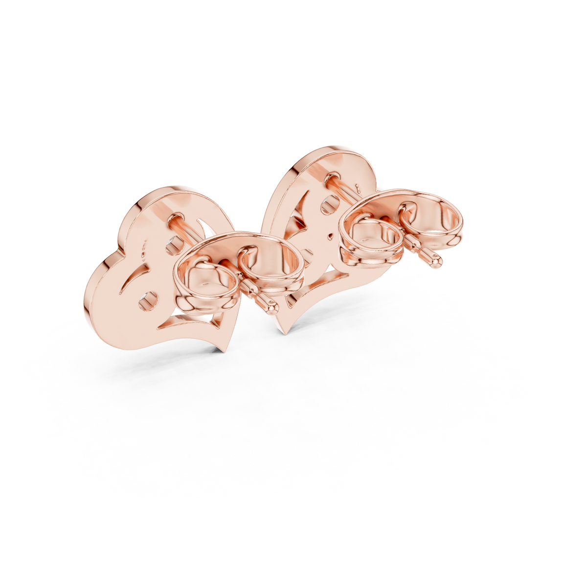 Heart Trio Diamond Stud Earrings