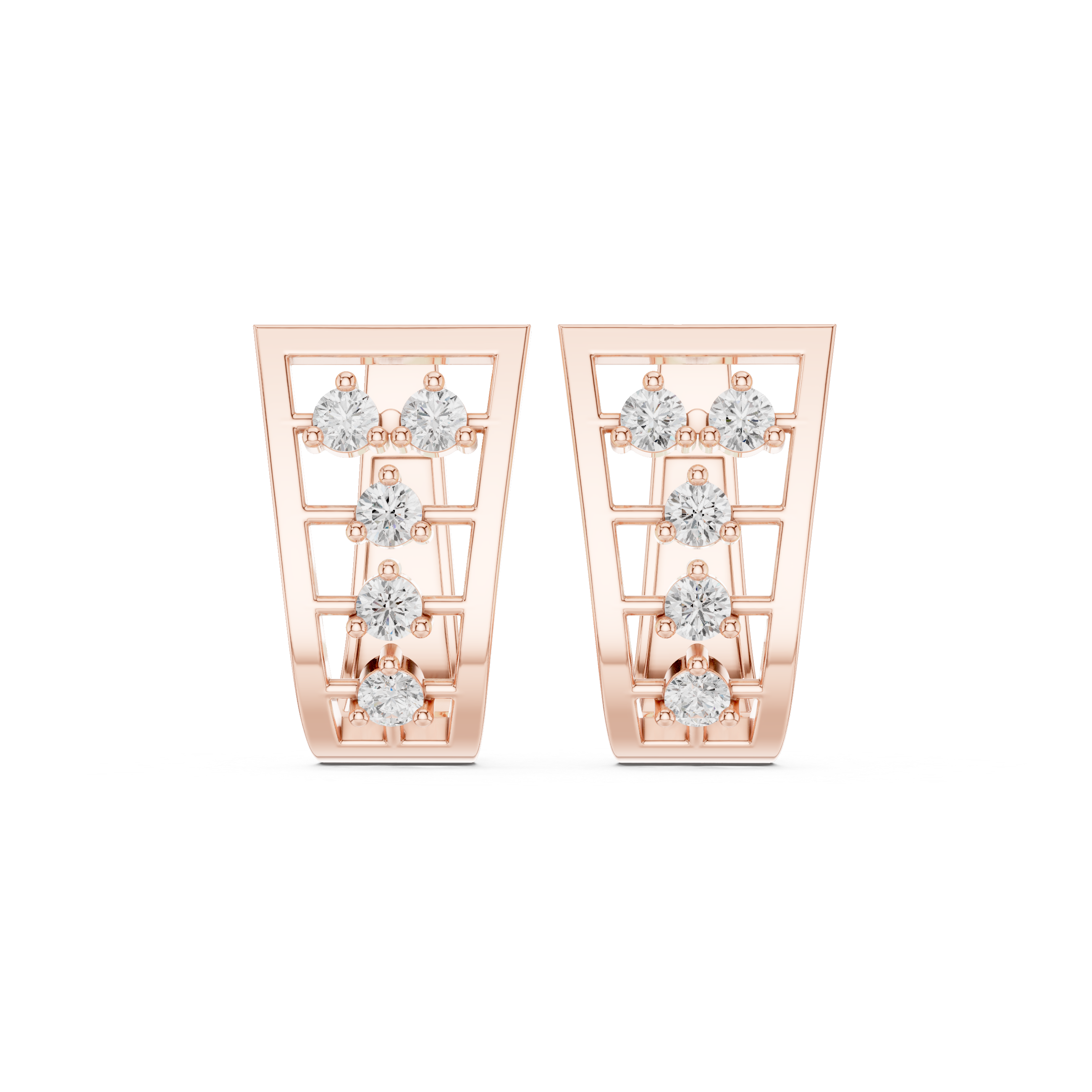 Crosshatch Pave Diamond Drop Earrings in Rose Gold - VYKA Diamonds