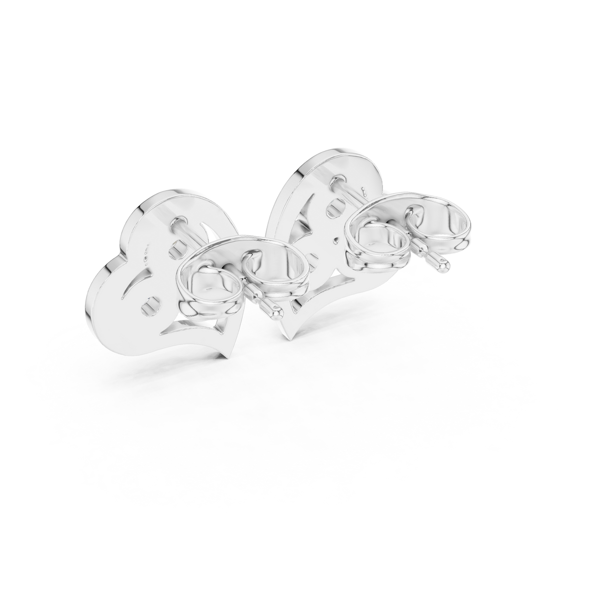 Heart Trio Diamond Stud Earrings