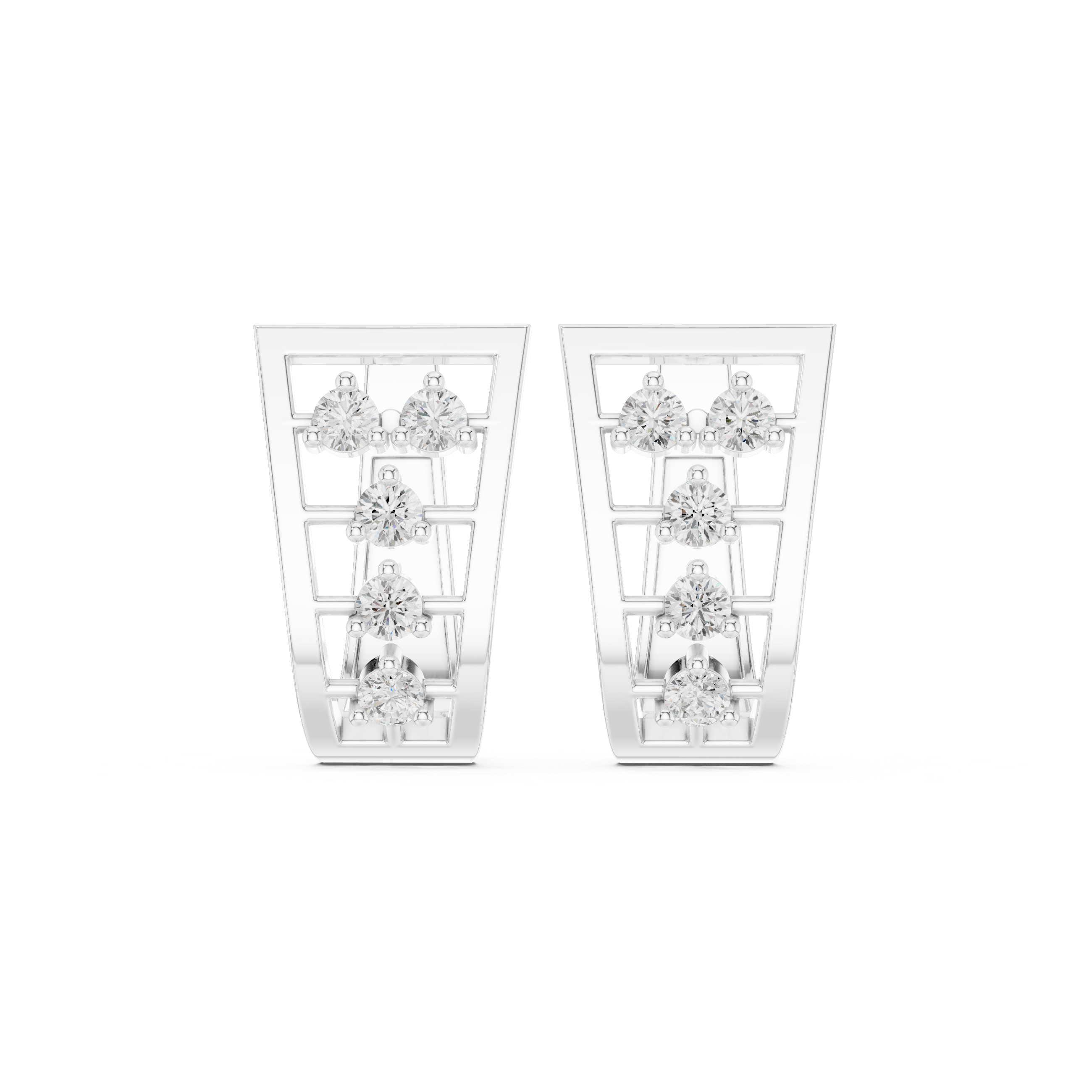 Crosshatch Pave Diamond Drop Earrings in White Gold - VYKA Diamonds