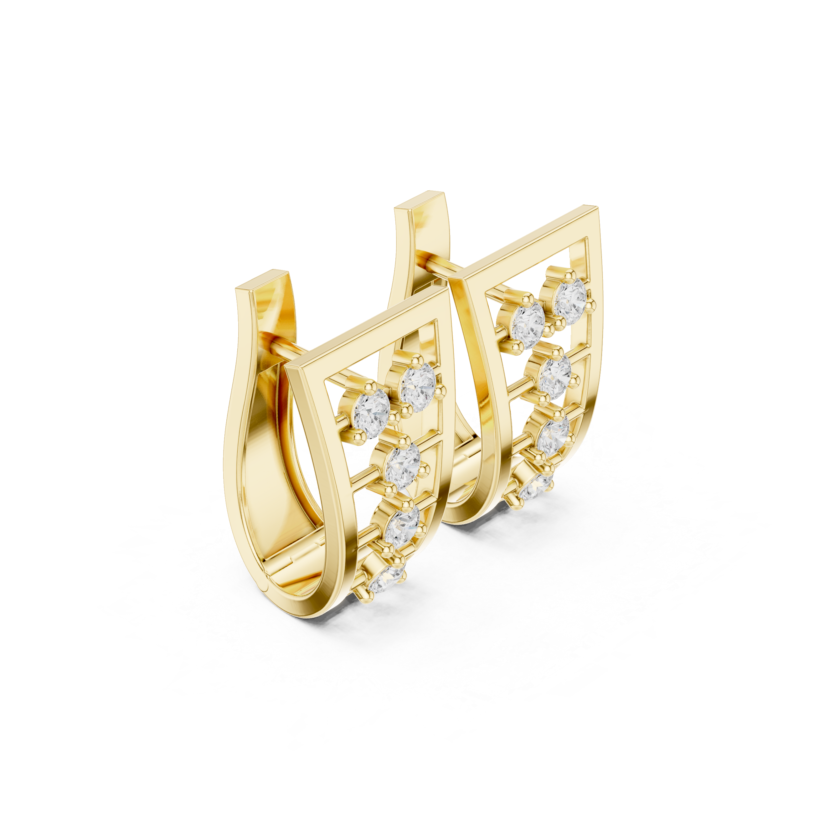 Crosshatch Pave Diamond Drop Earrings in Yellow Gold - VYKA Diamonds
