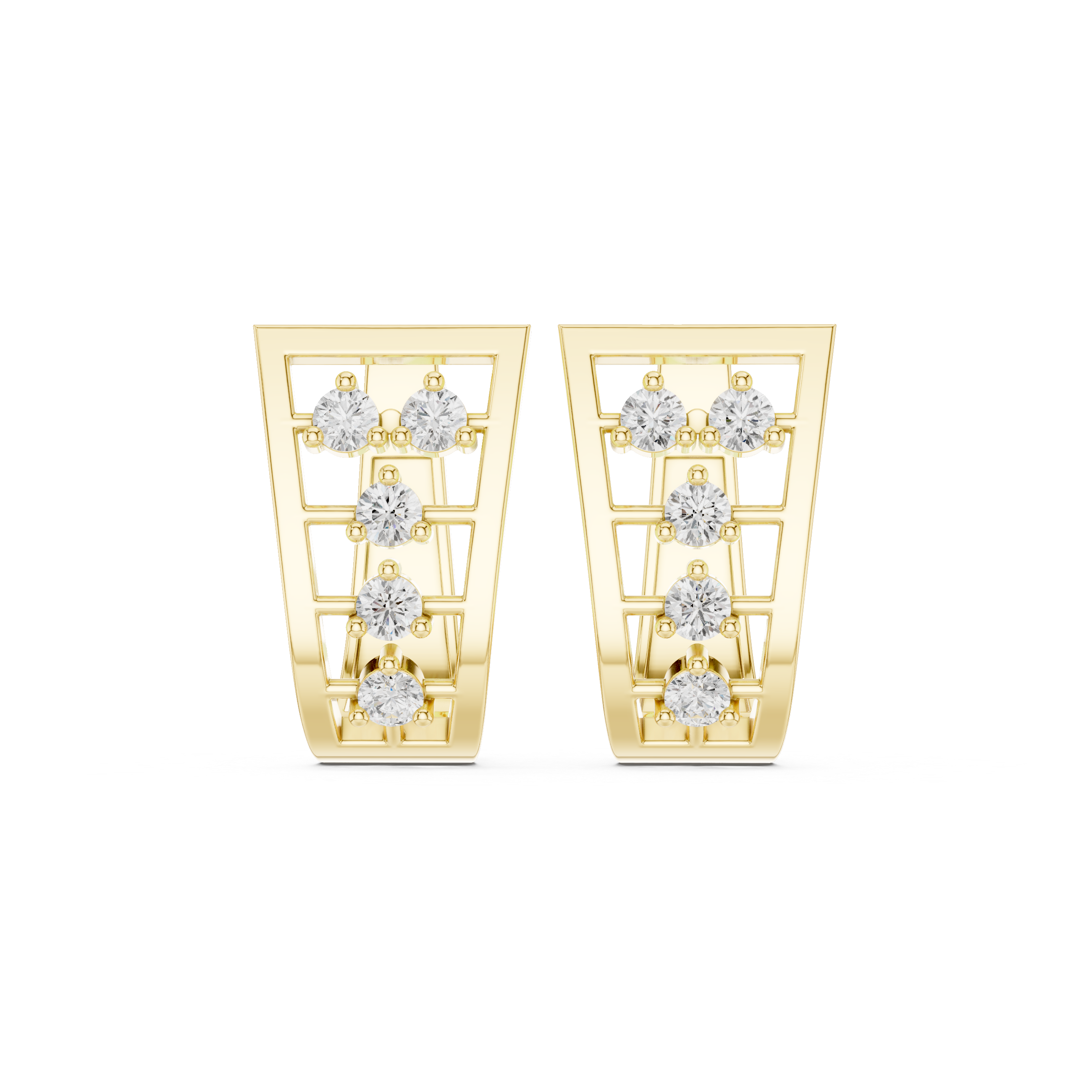 Crosshatch Pave Diamond Drop Earrings in Yellow Gold - VYKA Diamonds