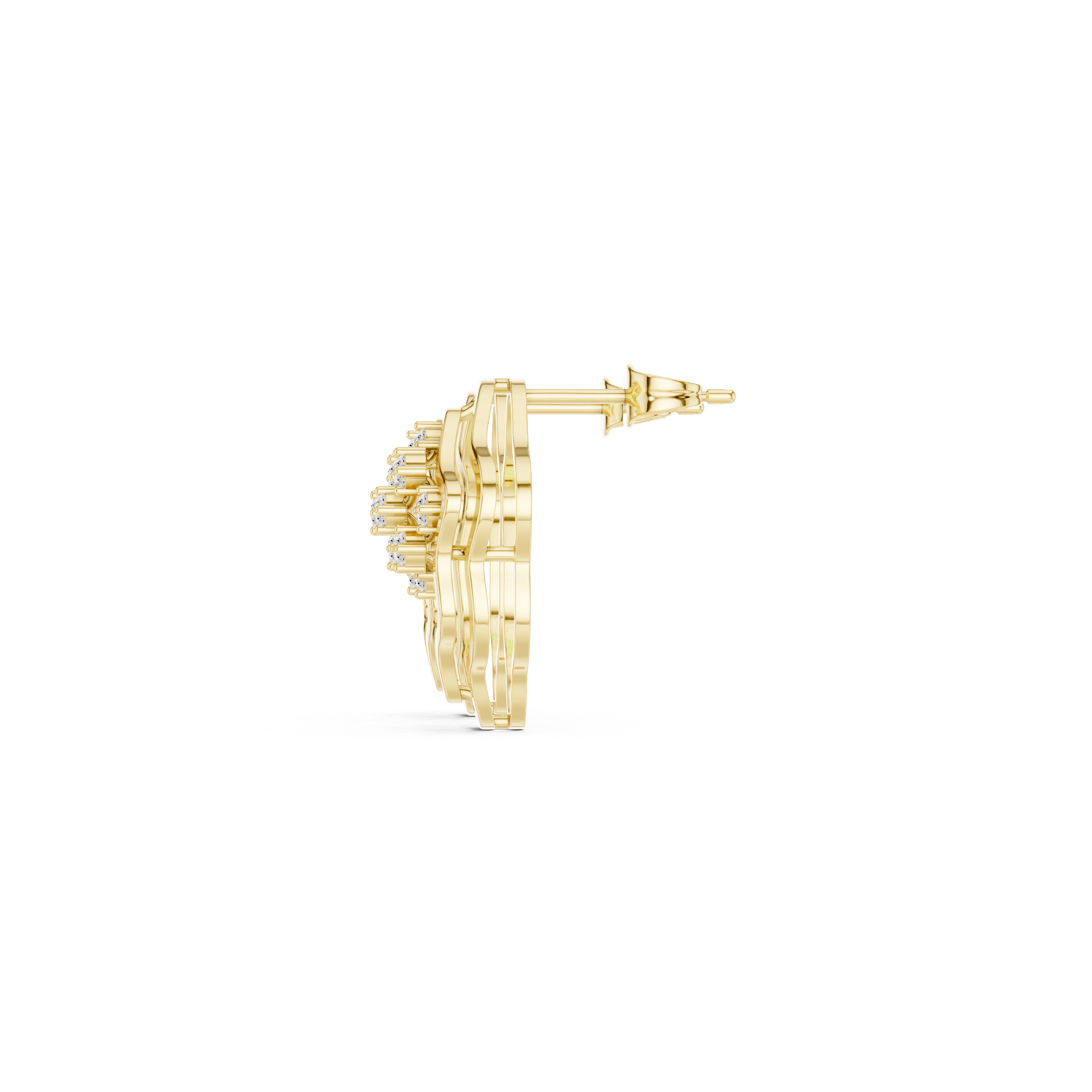 حلقان متدلية بتصميم متقاطع مرصعة بالألماس والمينا in Yellow Gold - VYKA Diamonds