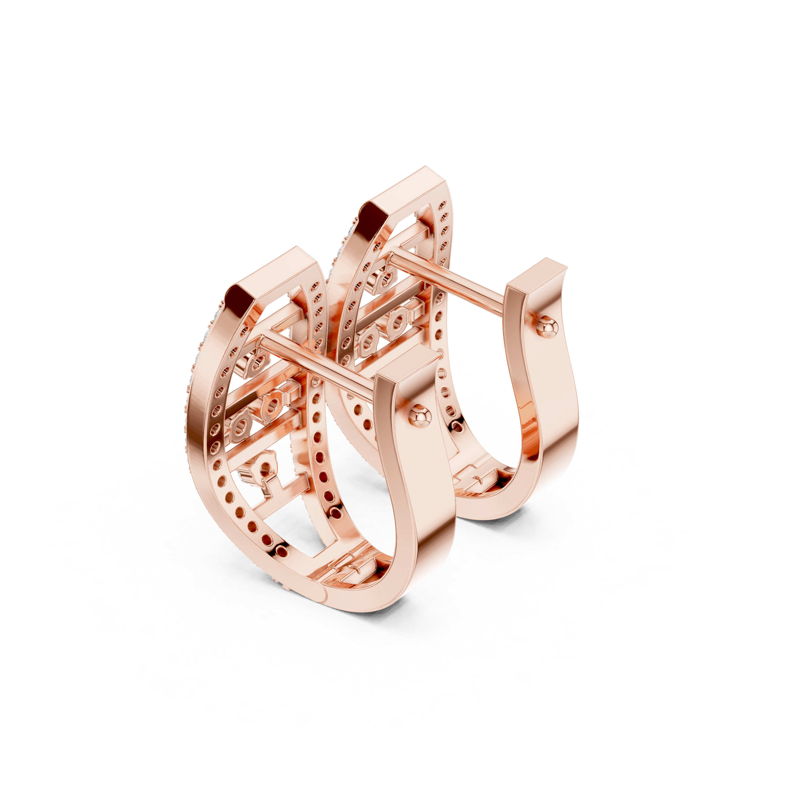 Woven Grid Diamond Hoop Earrings in Rose Gold - VYKA Diamonds