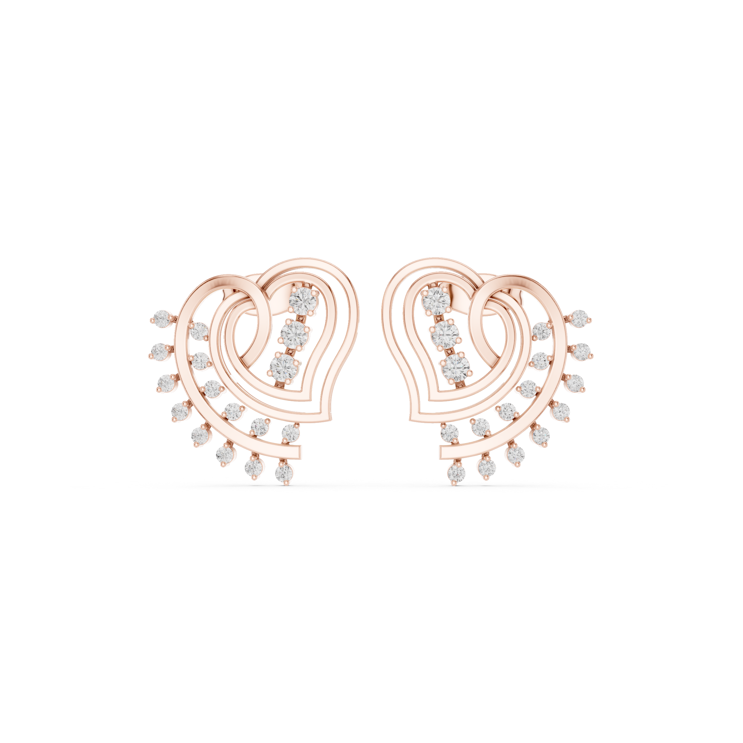 Woven Grid Enamel Diamond Stud Earrings in Rose Gold - VYKA Diamonds