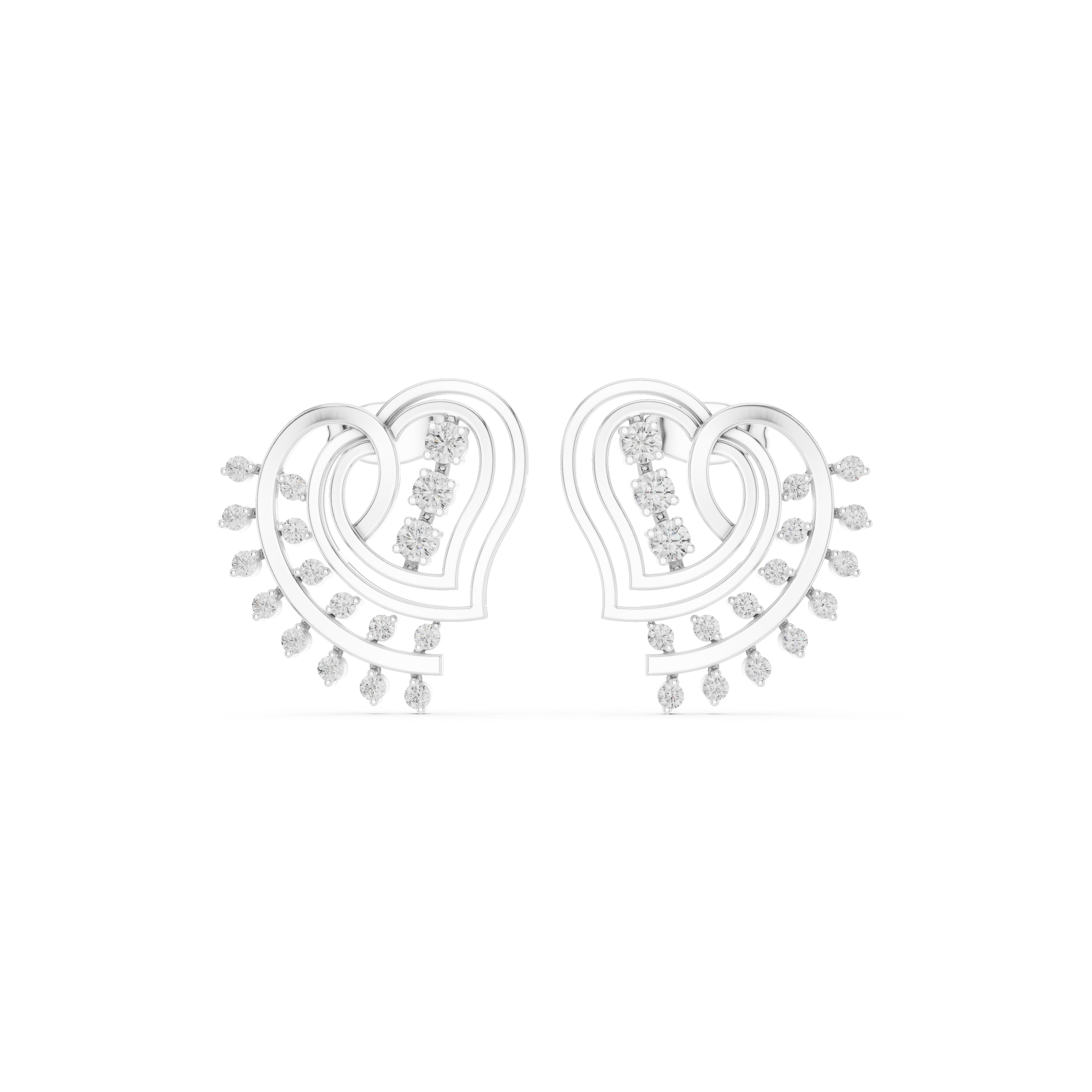 Woven Grid Enamel Diamond Stud Earrings in White Gold - VYKA Diamonds