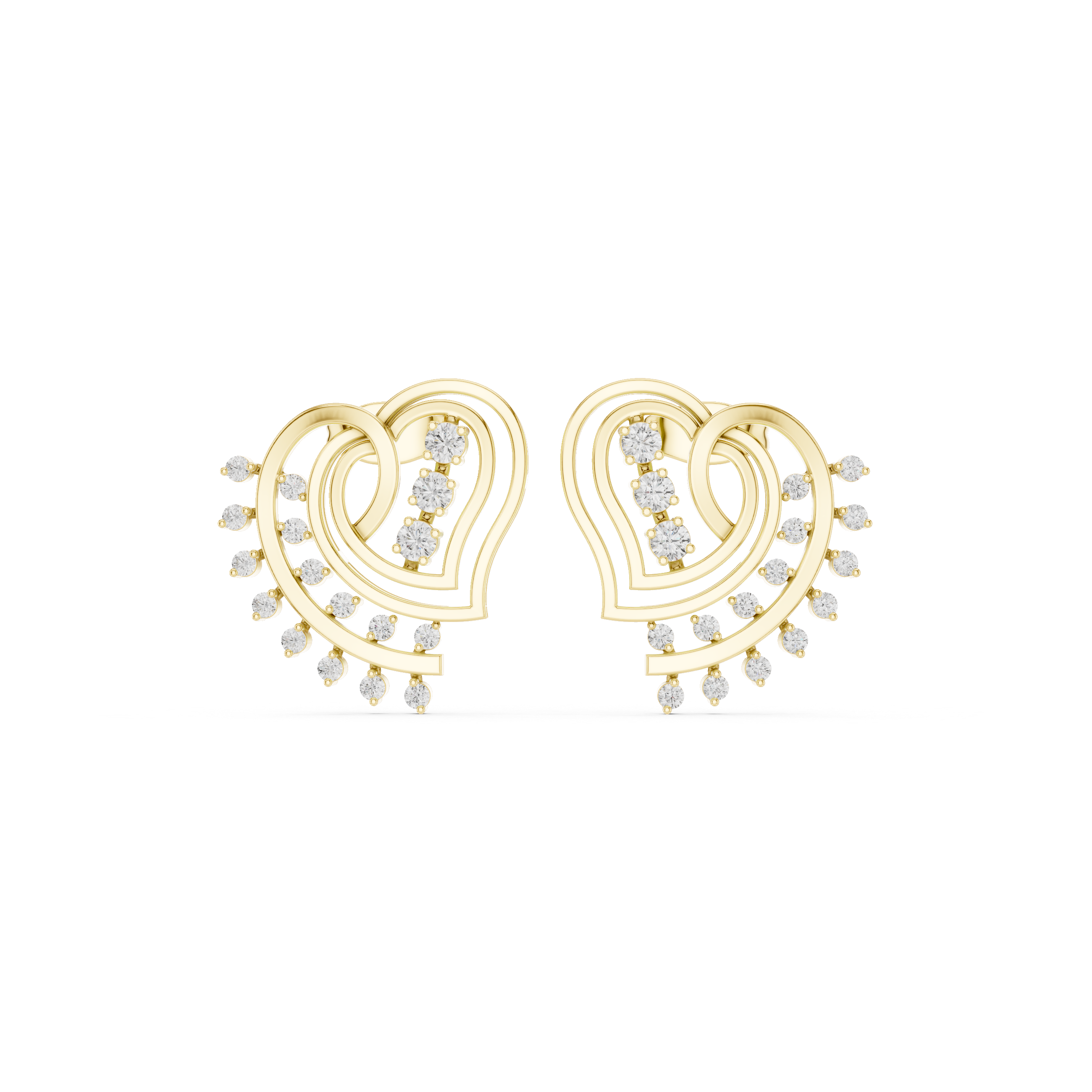 Woven Grid Enamel Diamond Stud Earrings in Yellow Gold - VYKA Diamonds