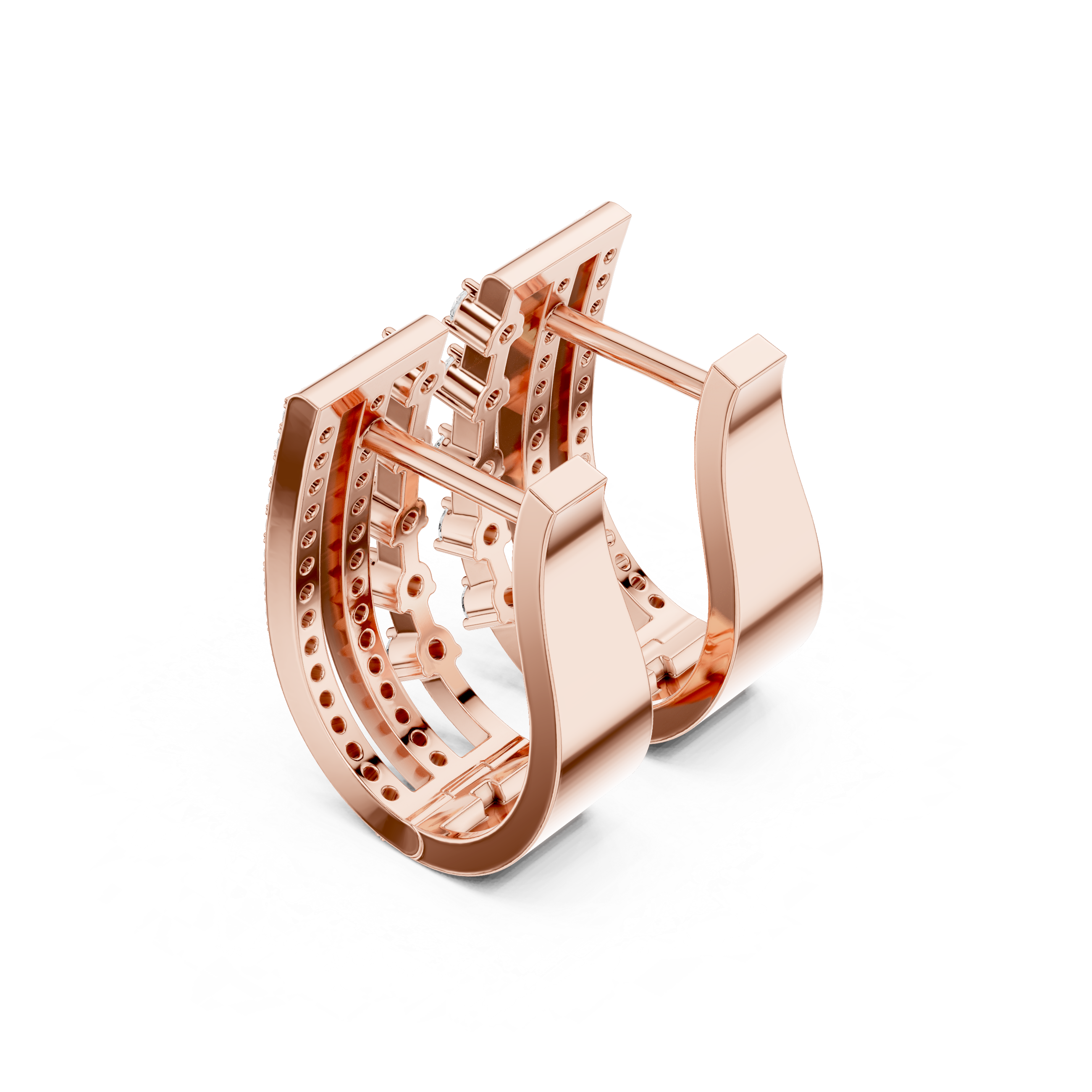 حلقان متدلية على شكل ماسة من عرق اللؤلؤ المخرم in Rose Gold - VYKA Diamonds