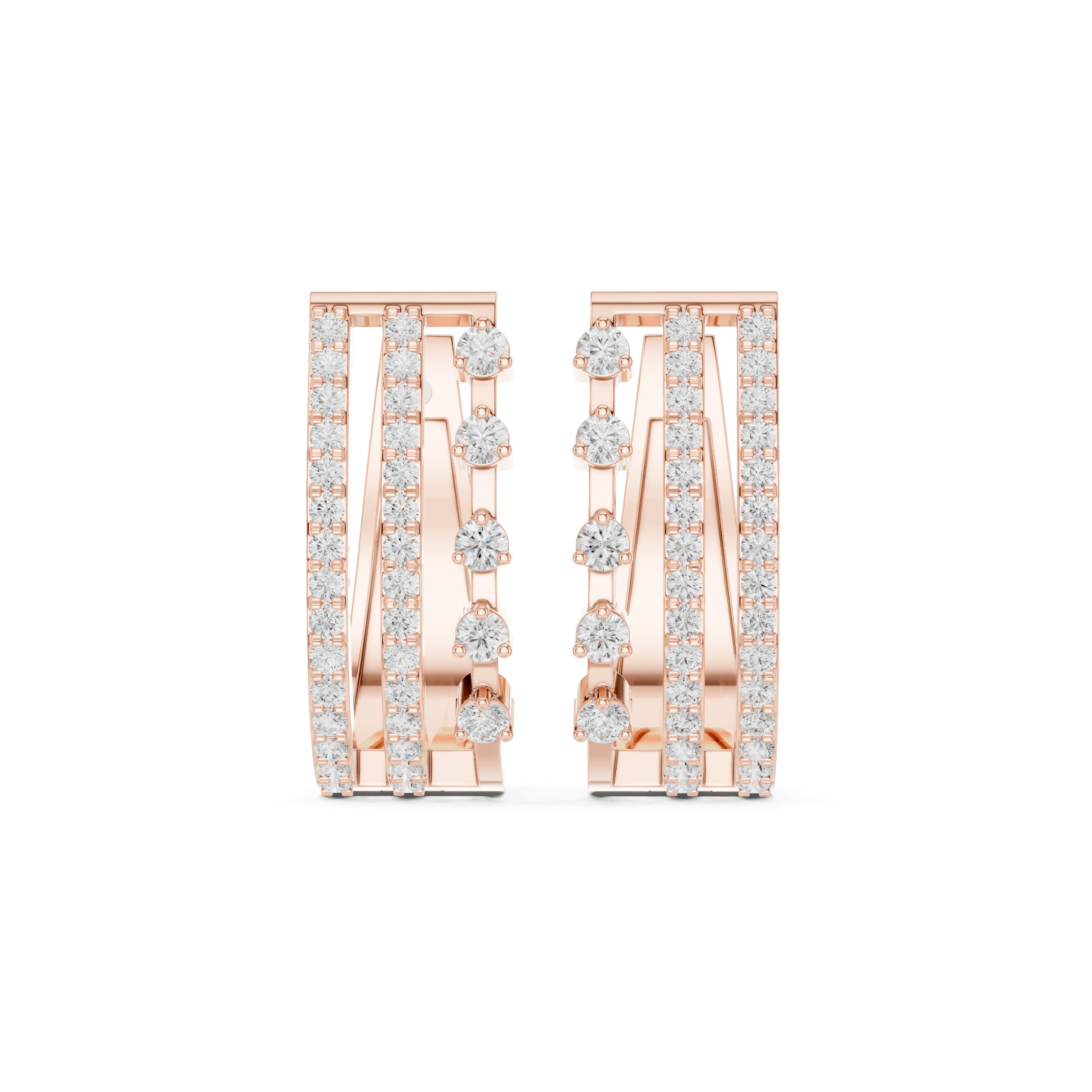 حلقان متدلية على شكل ماسة من عرق اللؤلؤ المخرم in Rose Gold - VYKA Diamonds
