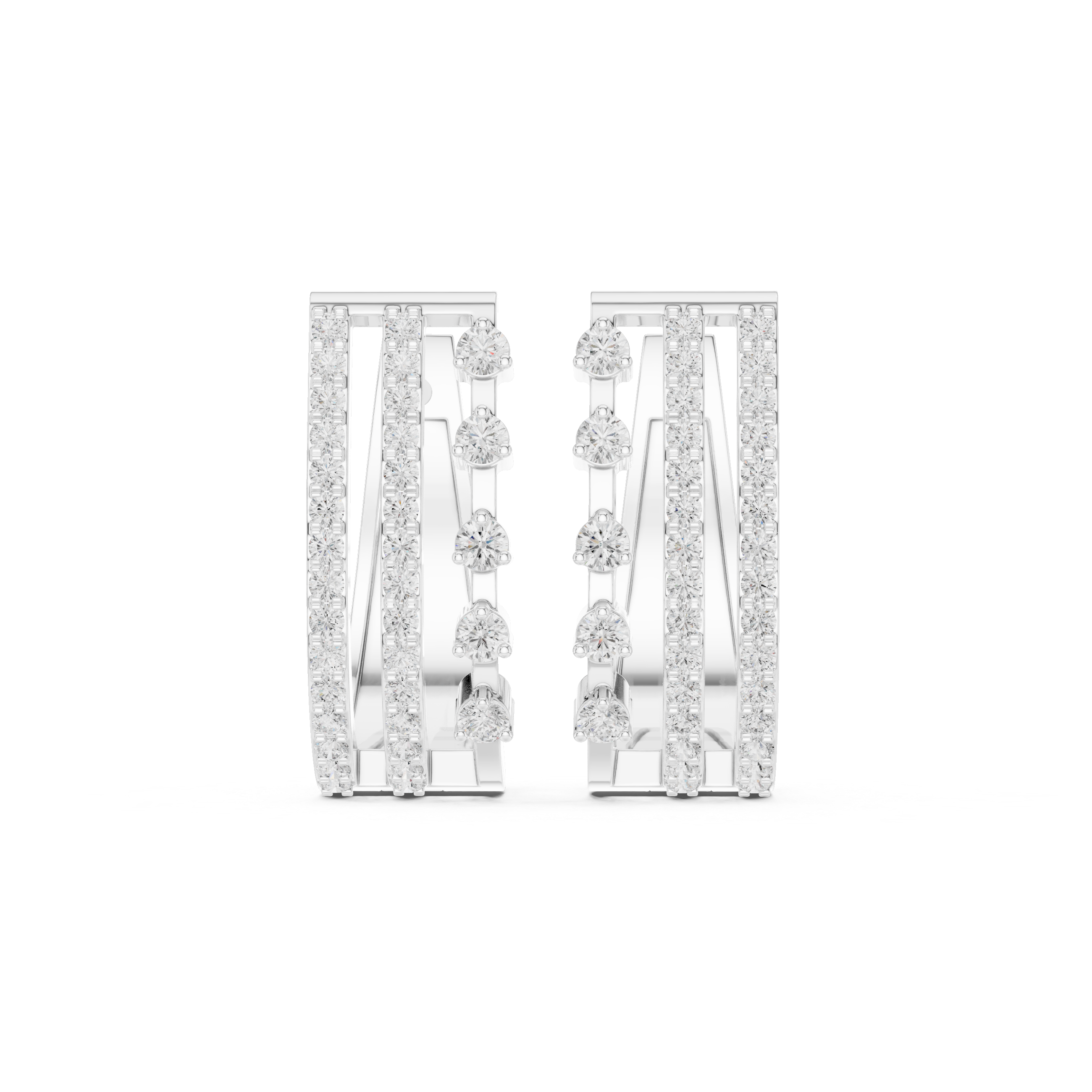 حلقان متدلية على شكل ماسة من عرق اللؤلؤ المخرم in White Gold - VYKA Diamonds