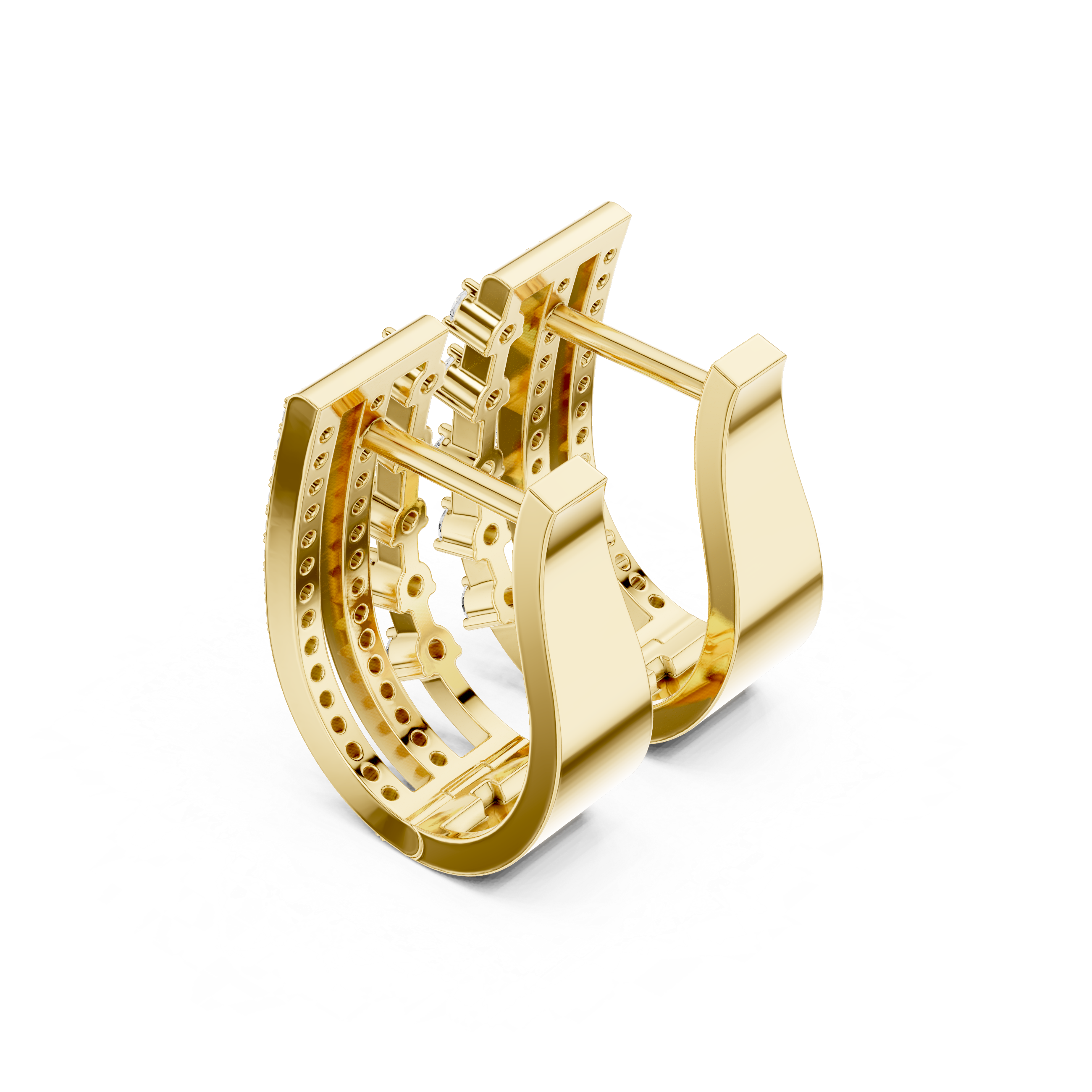 حلقان متدلية على شكل ماسة من عرق اللؤلؤ المخرم in Yellow Gold - VYKA Diamonds