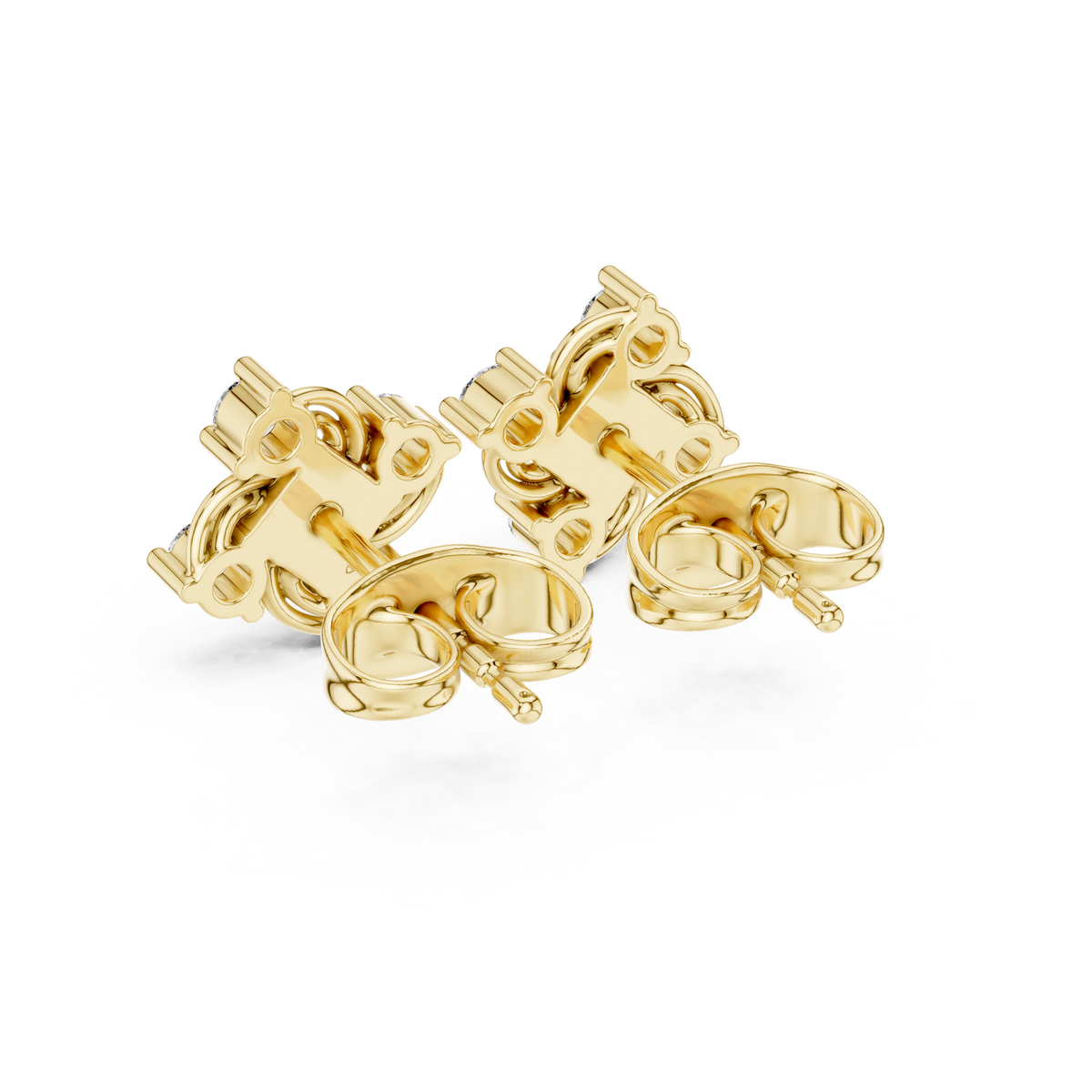 Scroll Trefoil Cluster Diamond Stud Earrings